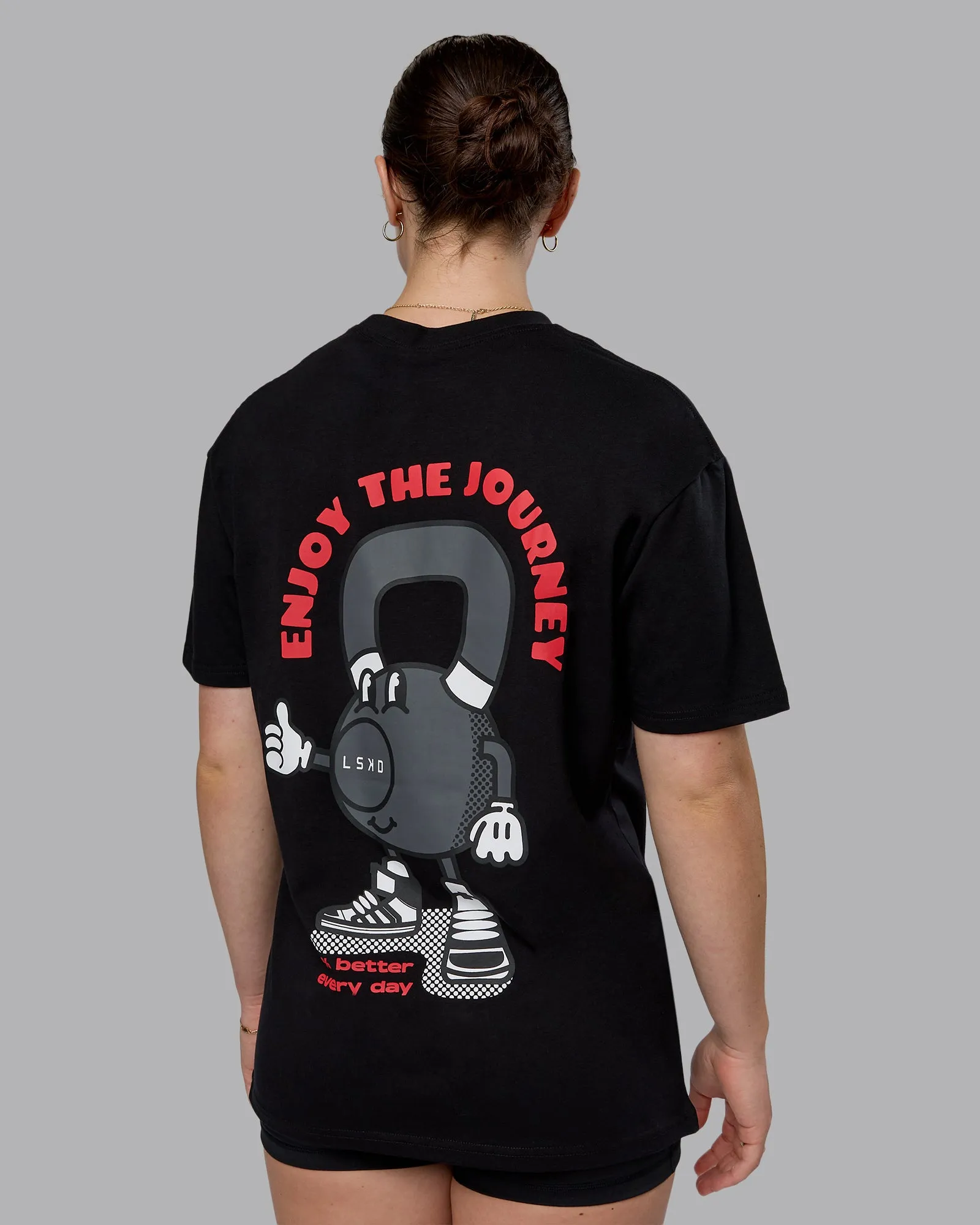 Kettlebell FLXCotton Oversized Tee - Black-Scarlet sold by LSKD product image thumbnail 2