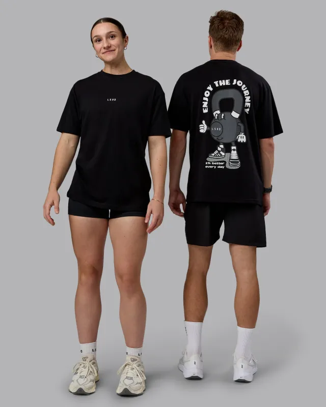 Kettlebell FLXCotton Oversized Tee - Black-White sold by LSKD
