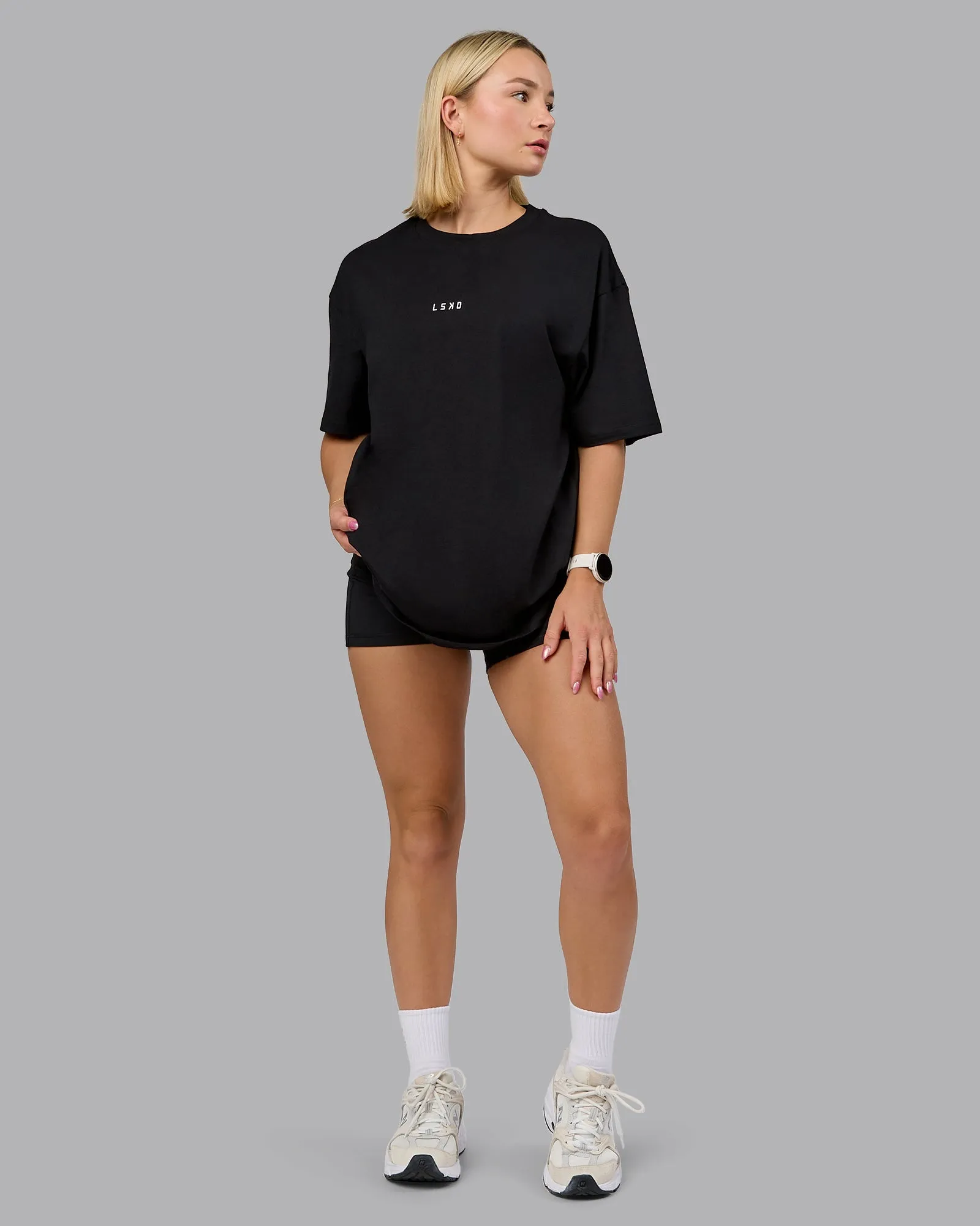 Unisex On Repeat FLXCotton Oversized Tee - Black-Mahogany sold by LSKD product image thumbnail 5
