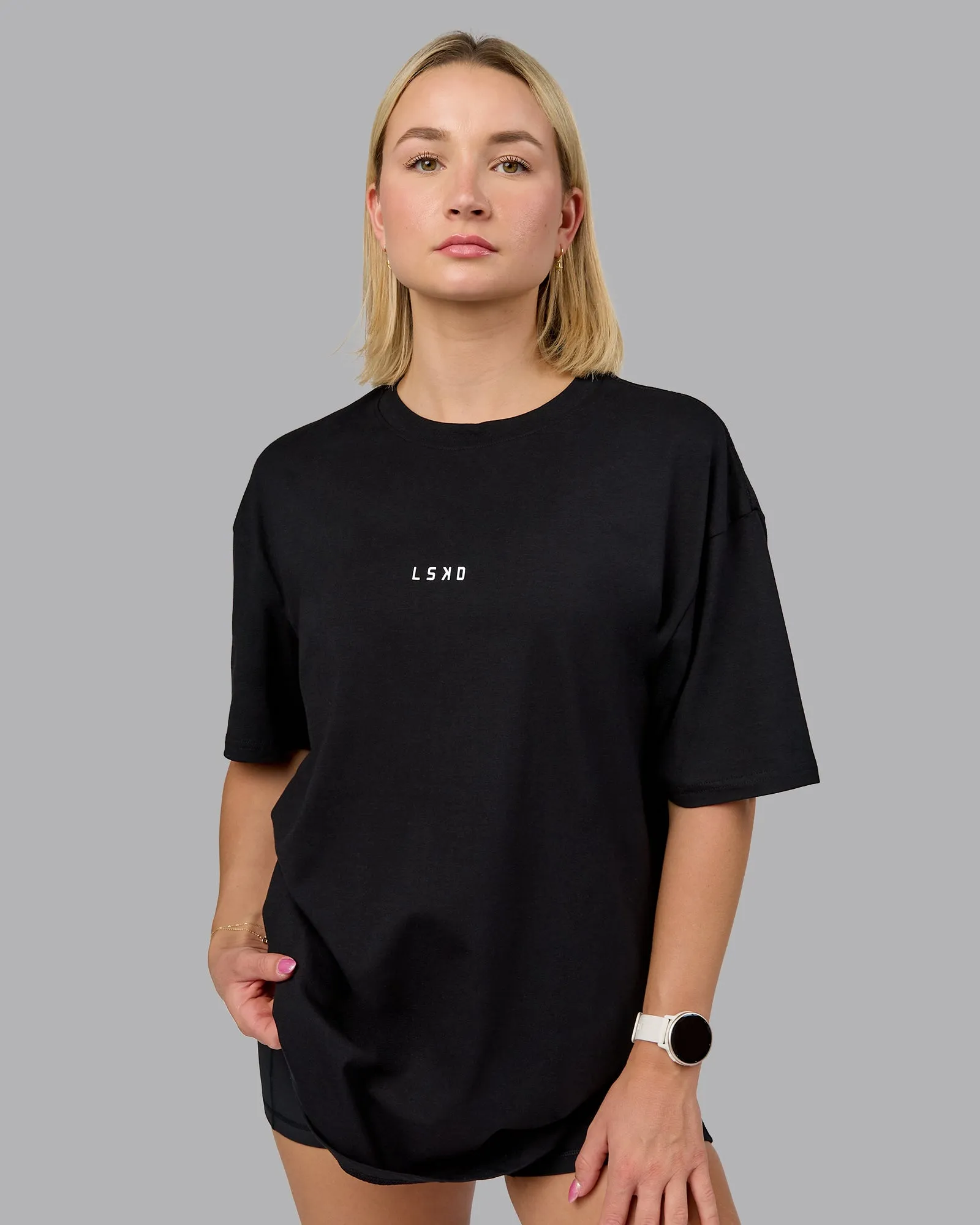 Unisex On Repeat FLXCotton Oversized Tee - Black-Mahogany sold by LSKD product image thumbnail 3