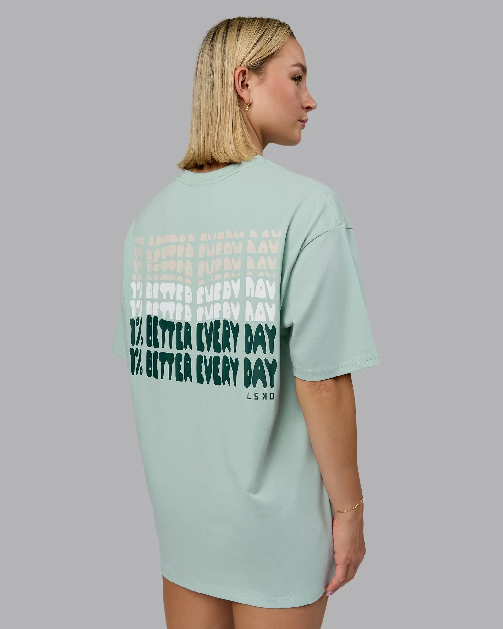 Unisex On Repeat FLXCotton Oversized Tee - Blue Haze-Dark Moss sold by LSKD product image thumbnail 2