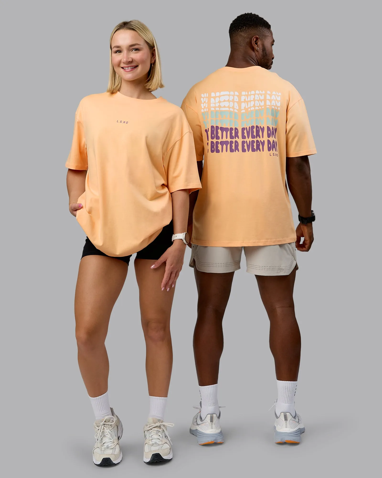 Unisex On Repeat FLXCotton Oversized Tee - Peach Fuzz-White sold by LSKD