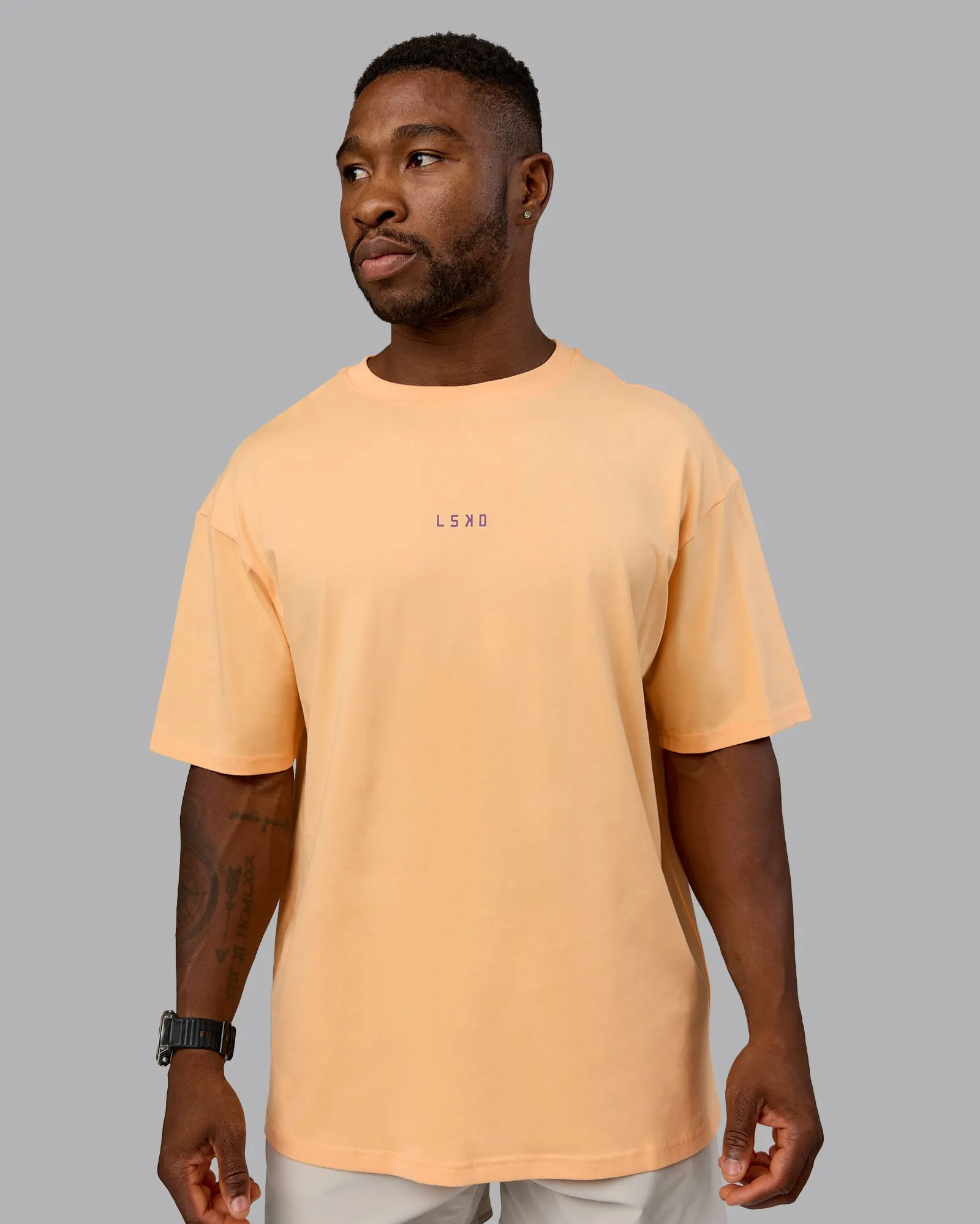 Unisex On Repeat FLXCotton Oversized Tee - Peach Fuzz-White sold by LSKD product image thumbnail 3