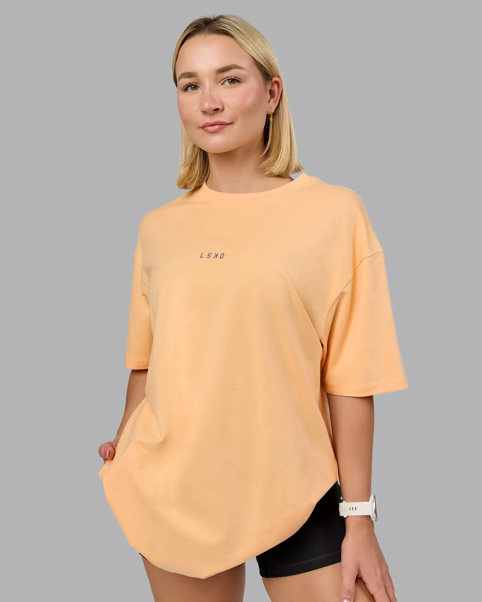 Unisex On Repeat FLXCotton Oversized Tee - Peach Fuzz-White sold by LSKD product image thumbnail 4