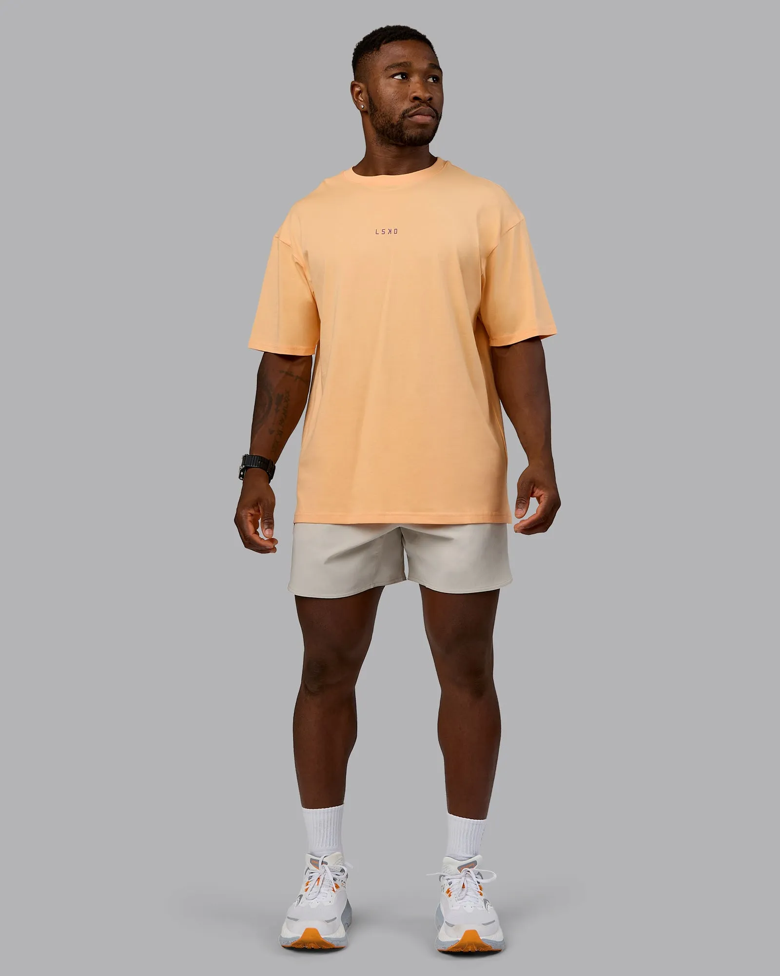 Unisex On Repeat FLXCotton Oversized Tee - Peach Fuzz-White sold by LSKD product image thumbnail 5