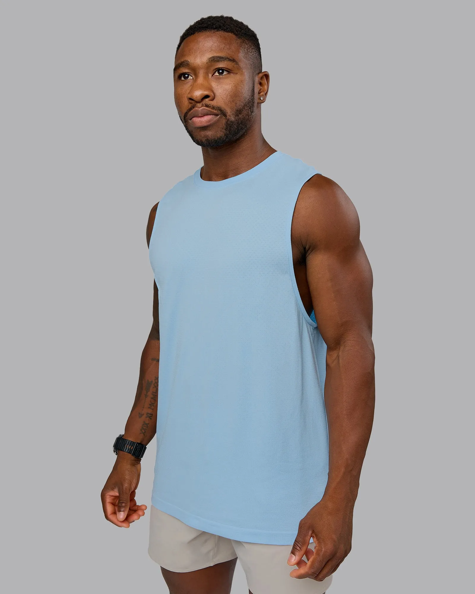 AeroFLX+ Seamless Muscle Tank - Glacial Blue/Glacial Blue sold by LSKD
