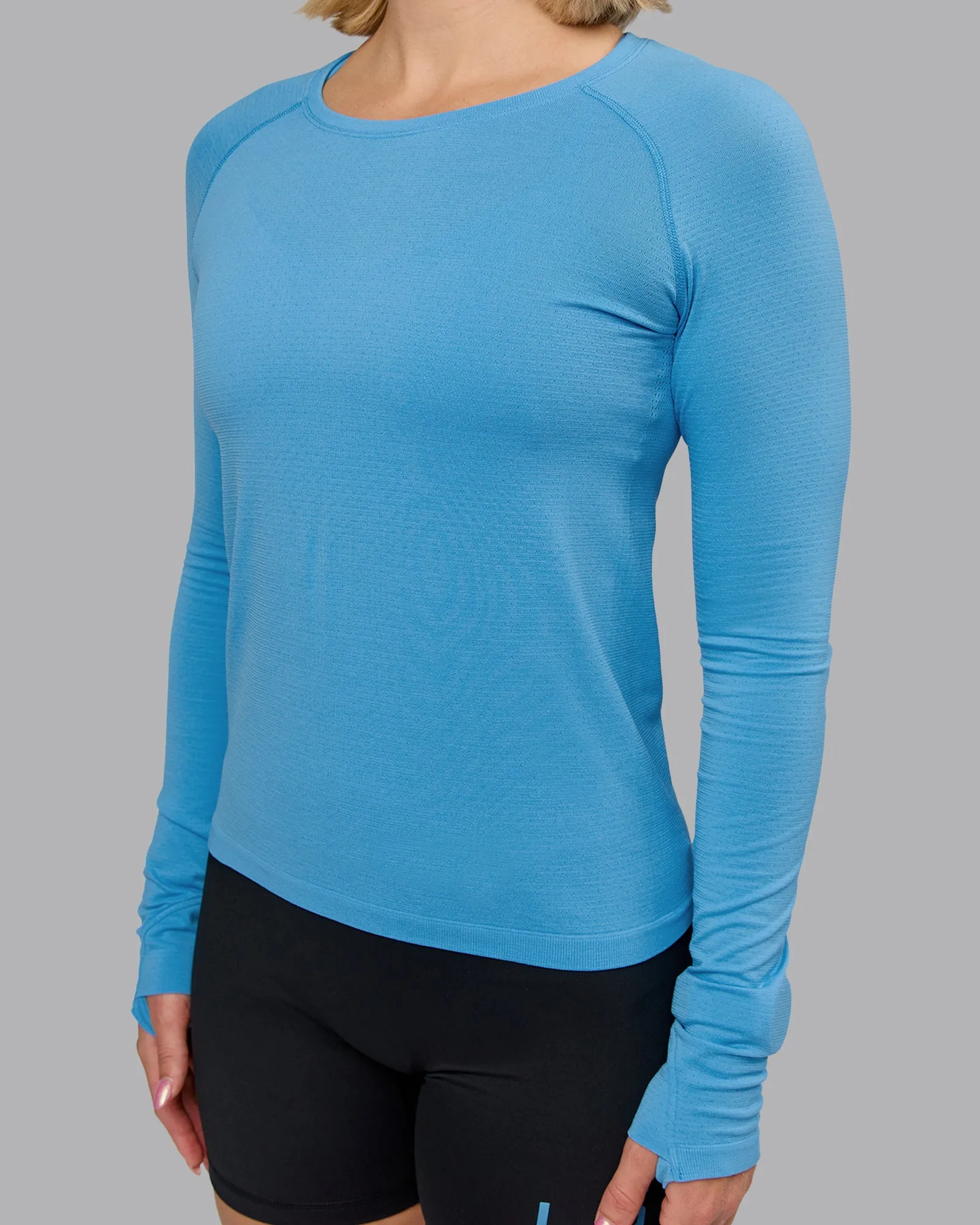 AeroFLX+ Seamless Long Sleeve Tee - Azure Blue Marl sold by LSKD