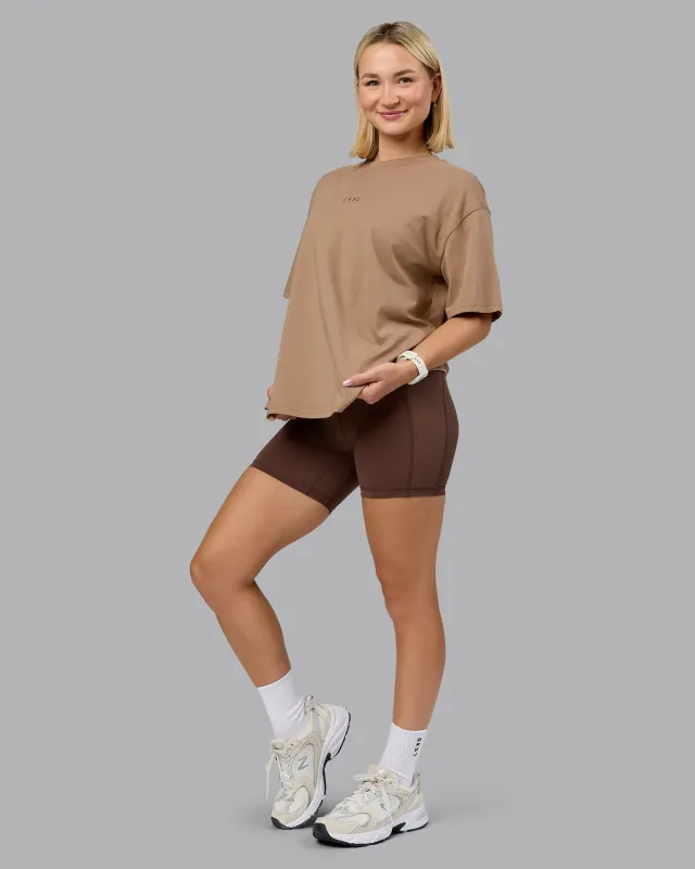 On Repeat FLXCotton Oversized Tee - Light Taupe-Choc sold by LSKD