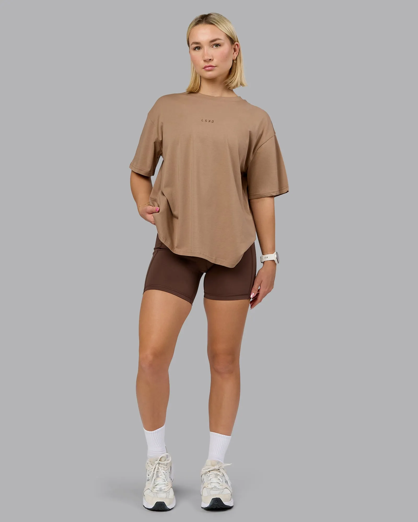On Repeat FLXCotton Oversized Tee - Light Taupe-Choc sold by LSKD product image thumbnail 3