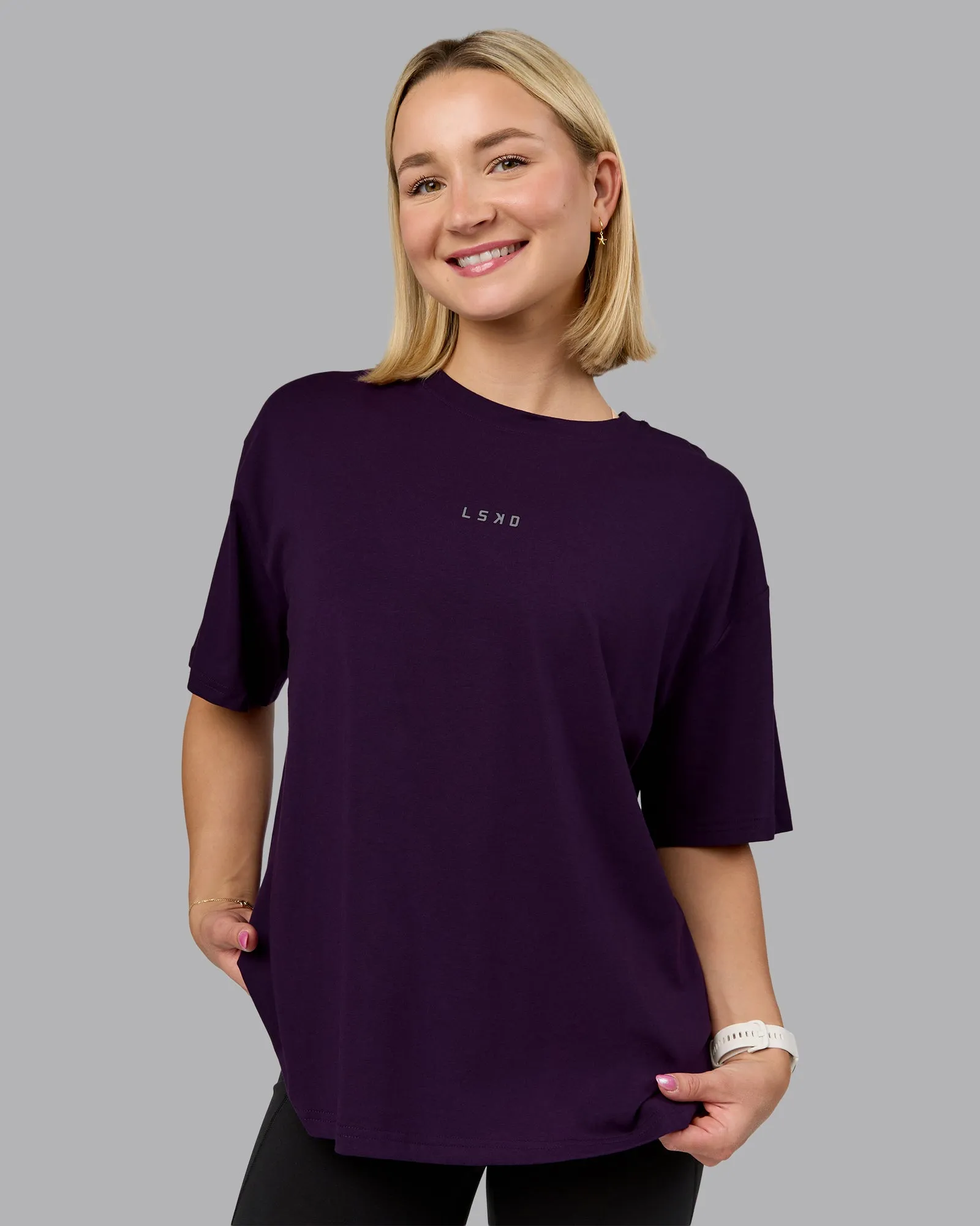 On Repeat FLXCotton Oversized Tee - Deep Purple-Lilac Smoke sold by LSKD product image thumbnail 4