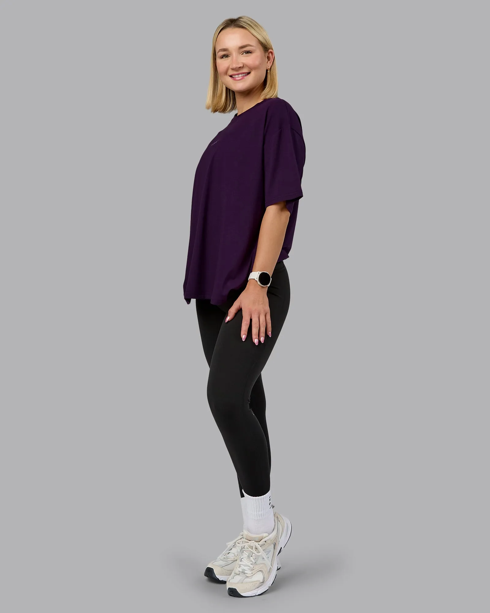 On Repeat FLXCotton Oversized Tee - Deep Purple-Lilac Smoke sold by LSKD product image thumbnail 3