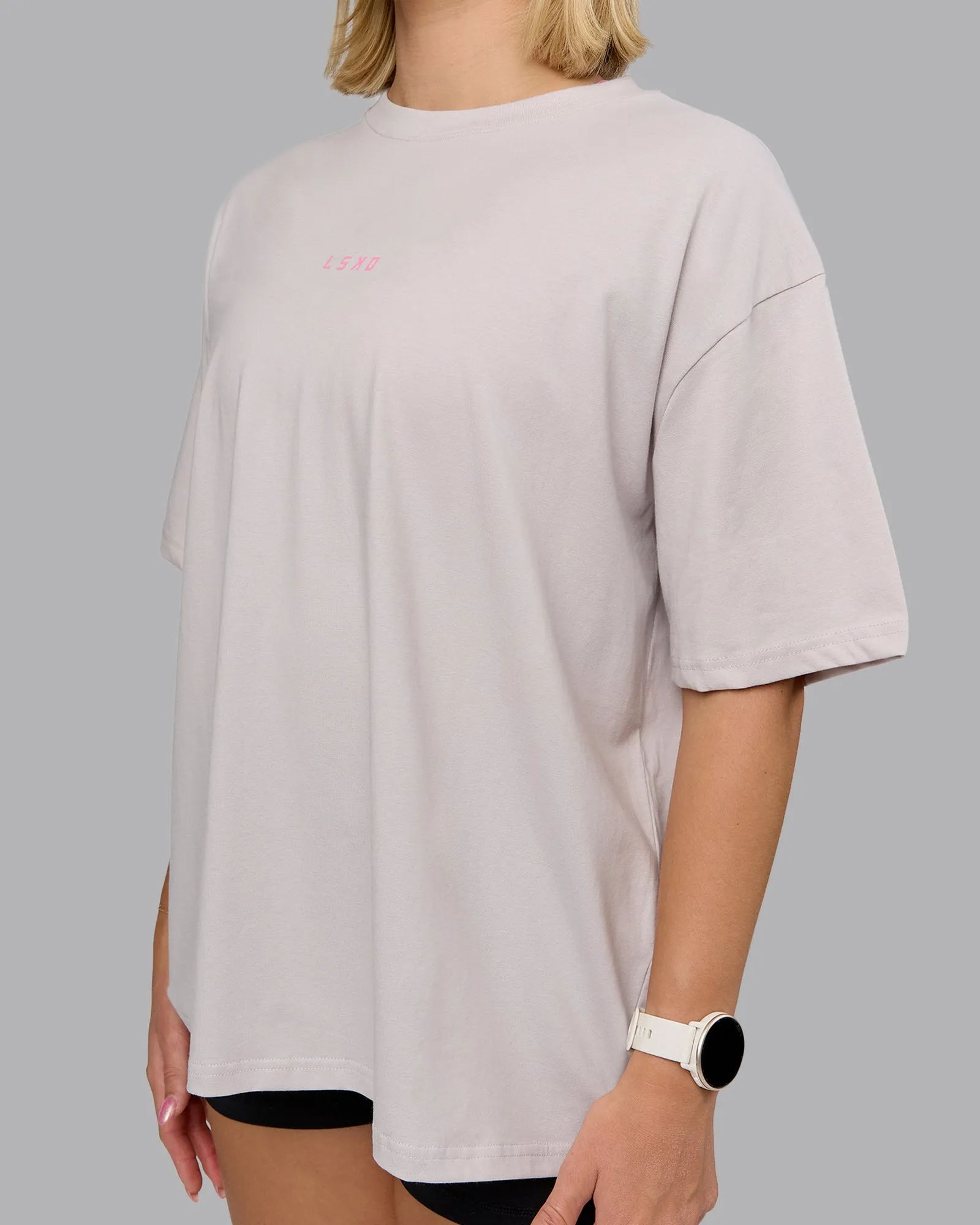 On Repeat FLXCotton Oversized Tee - Soft Grey-Candy Pink sold by LSKD product image thumbnail 5