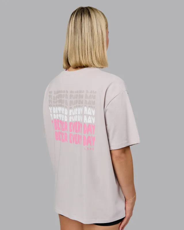 On Repeat FLXCotton Oversized Tee - Soft Grey-Candy Pink sold by LSKD
