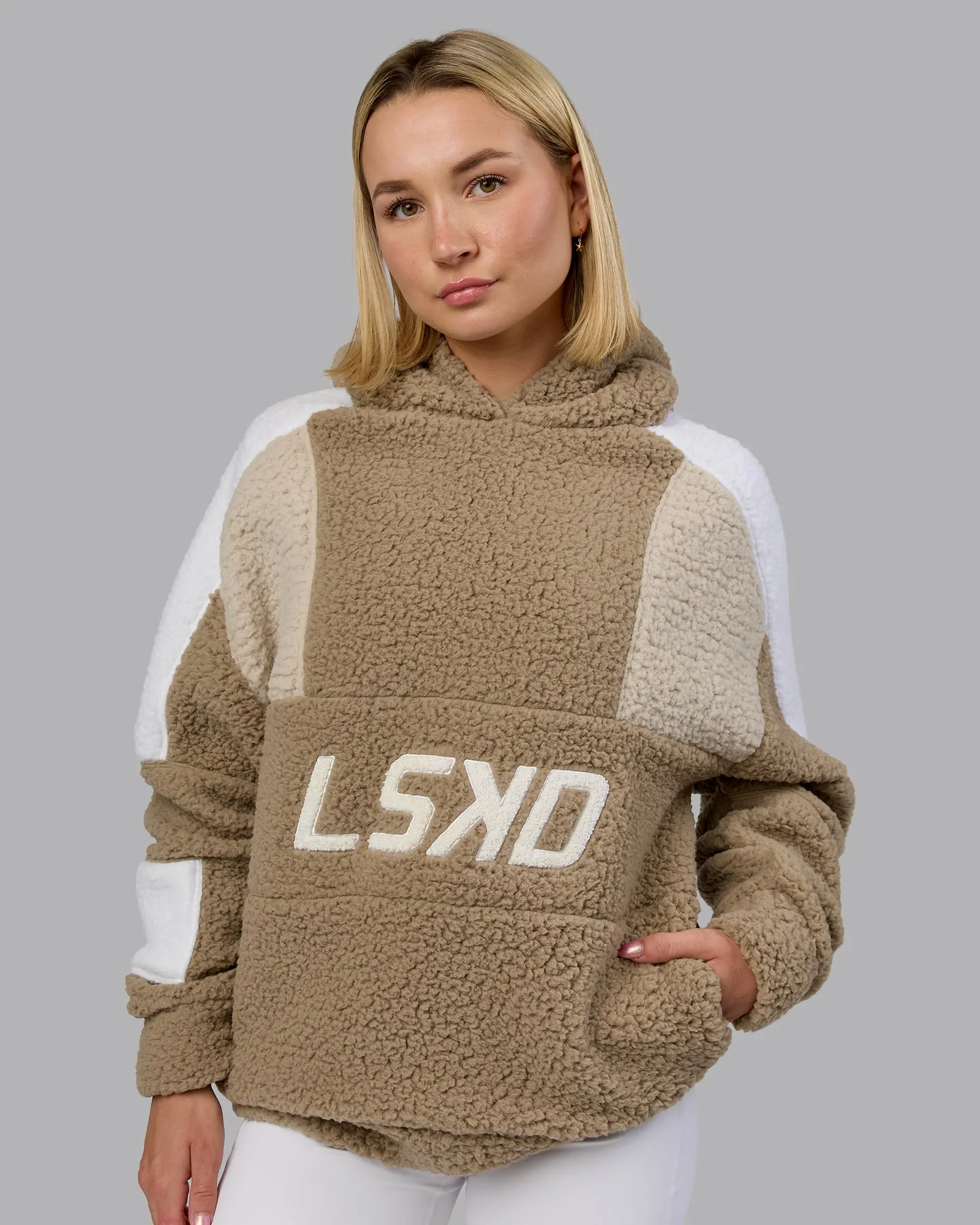 Sherpa Slam Hoodie Oversized - Greige-shale beige-white sold by LSKD product image thumbnail 2