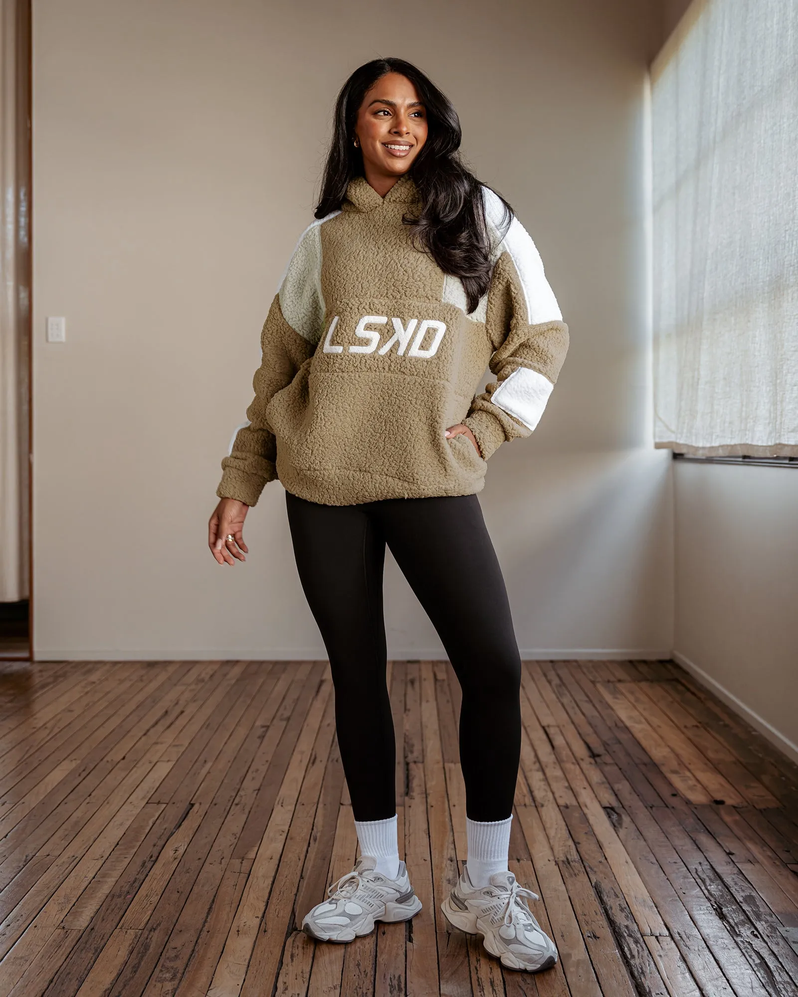 Sherpa Slam Hoodie Oversized - Greige-shale beige-white sold by LSKD product image thumbnail 4