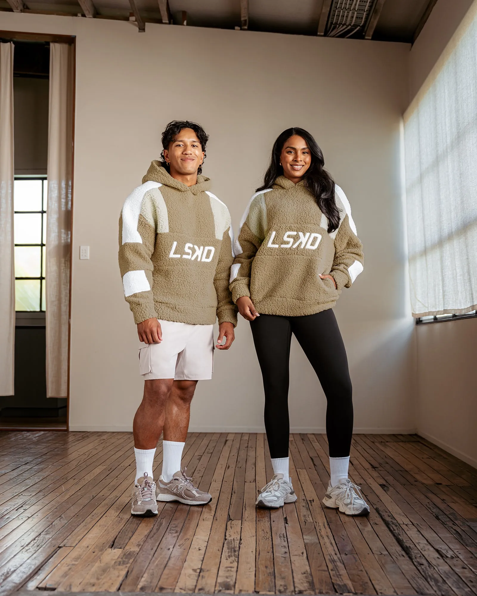 Sherpa Slam Hoodie Oversized - Greige-shale beige-white sold by LSKD