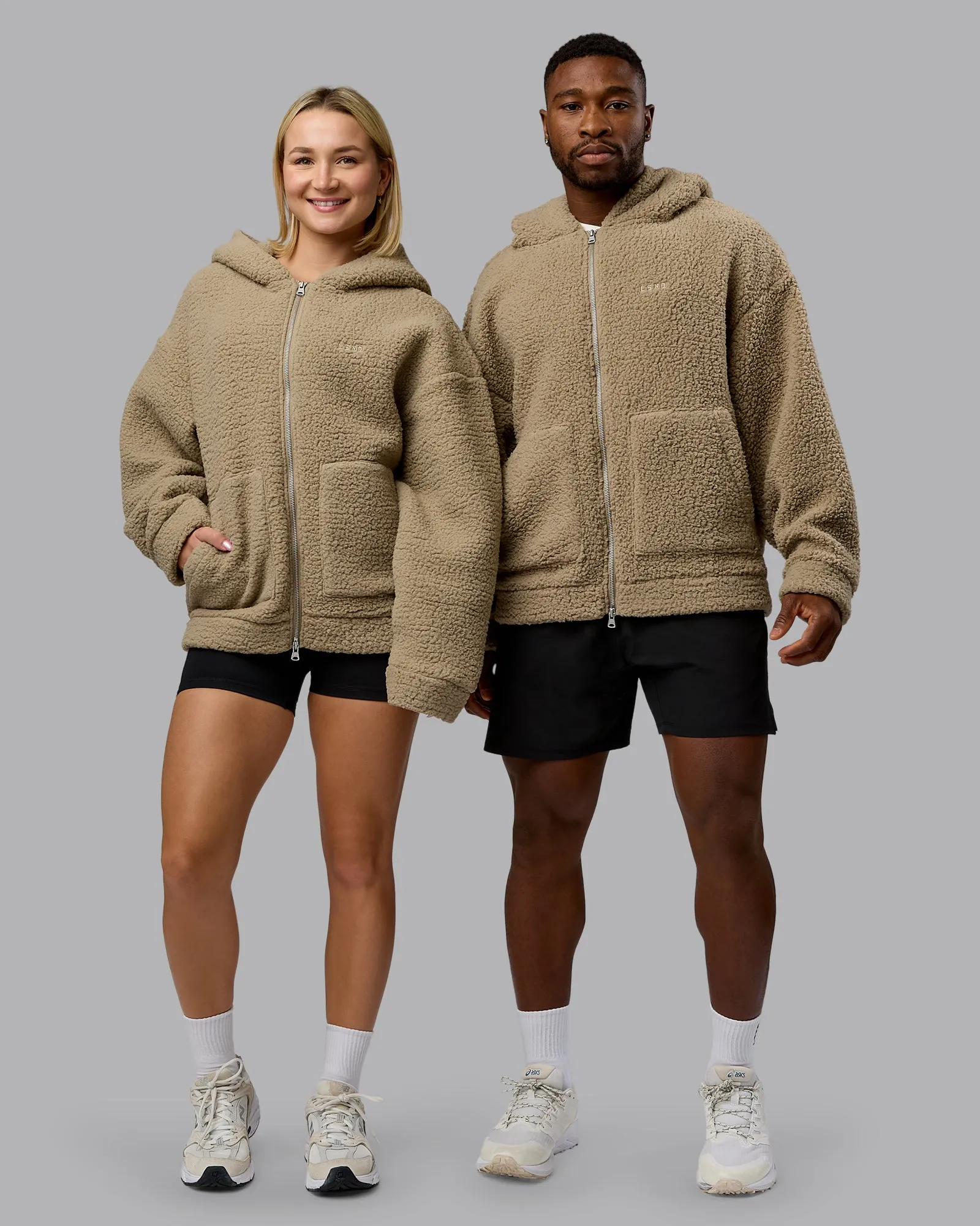 Sherpa Oversized Jacket - Greige sold by LSKD