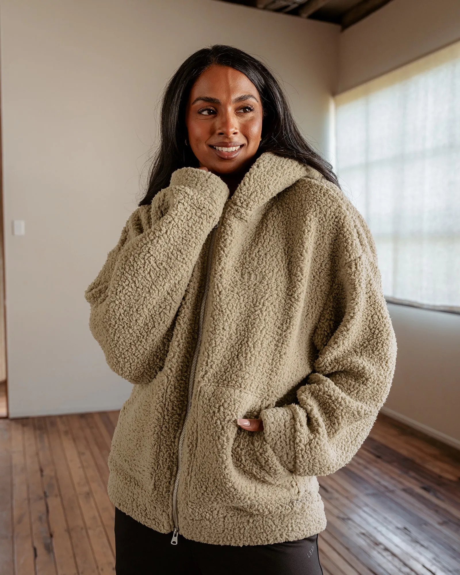 Sherpa Oversized Jacket - Greige sold by LSKD product image thumbnail 2