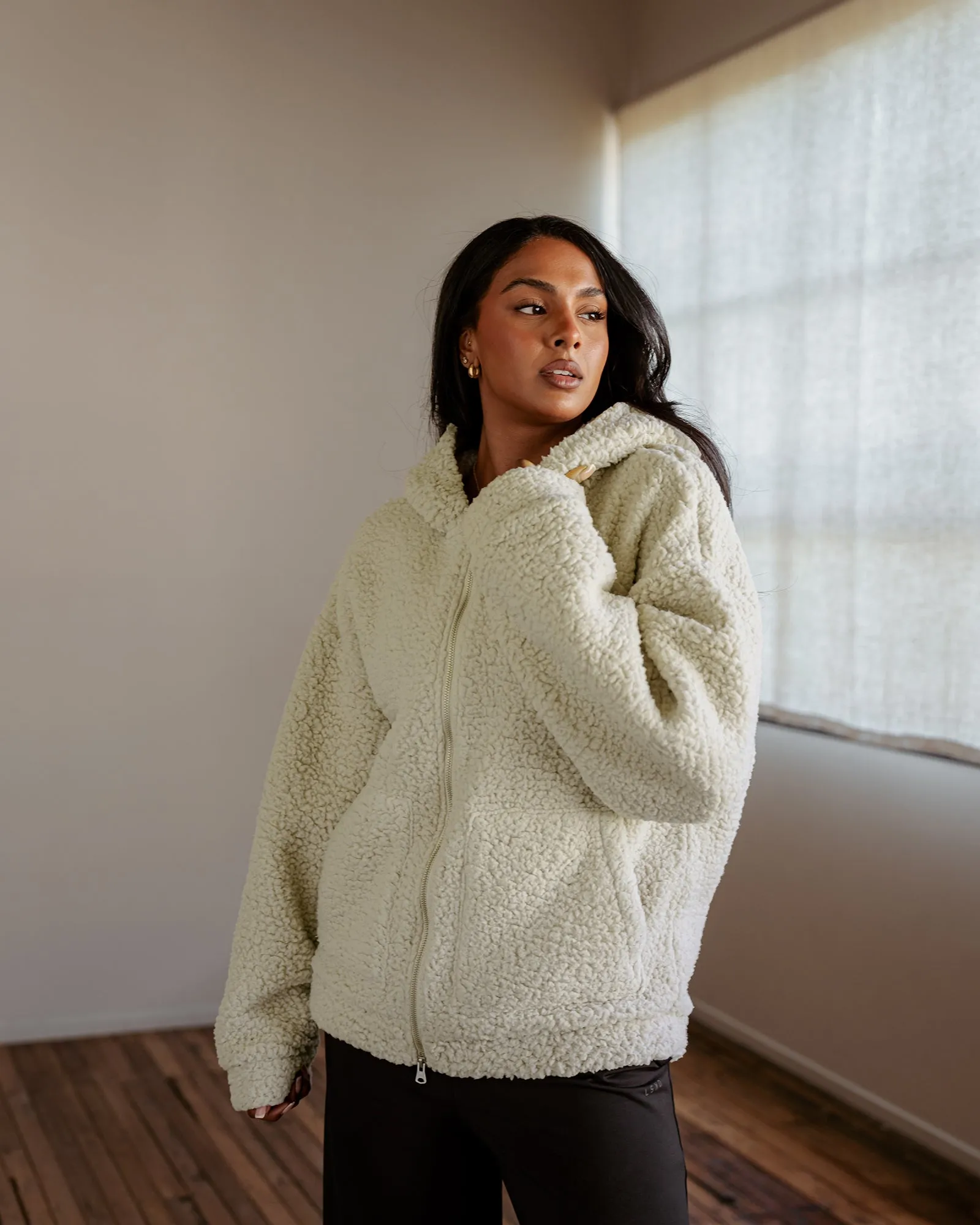 Sherpa Oversized Jacket - Shale Beige sold by LSKD product image thumbnail 2