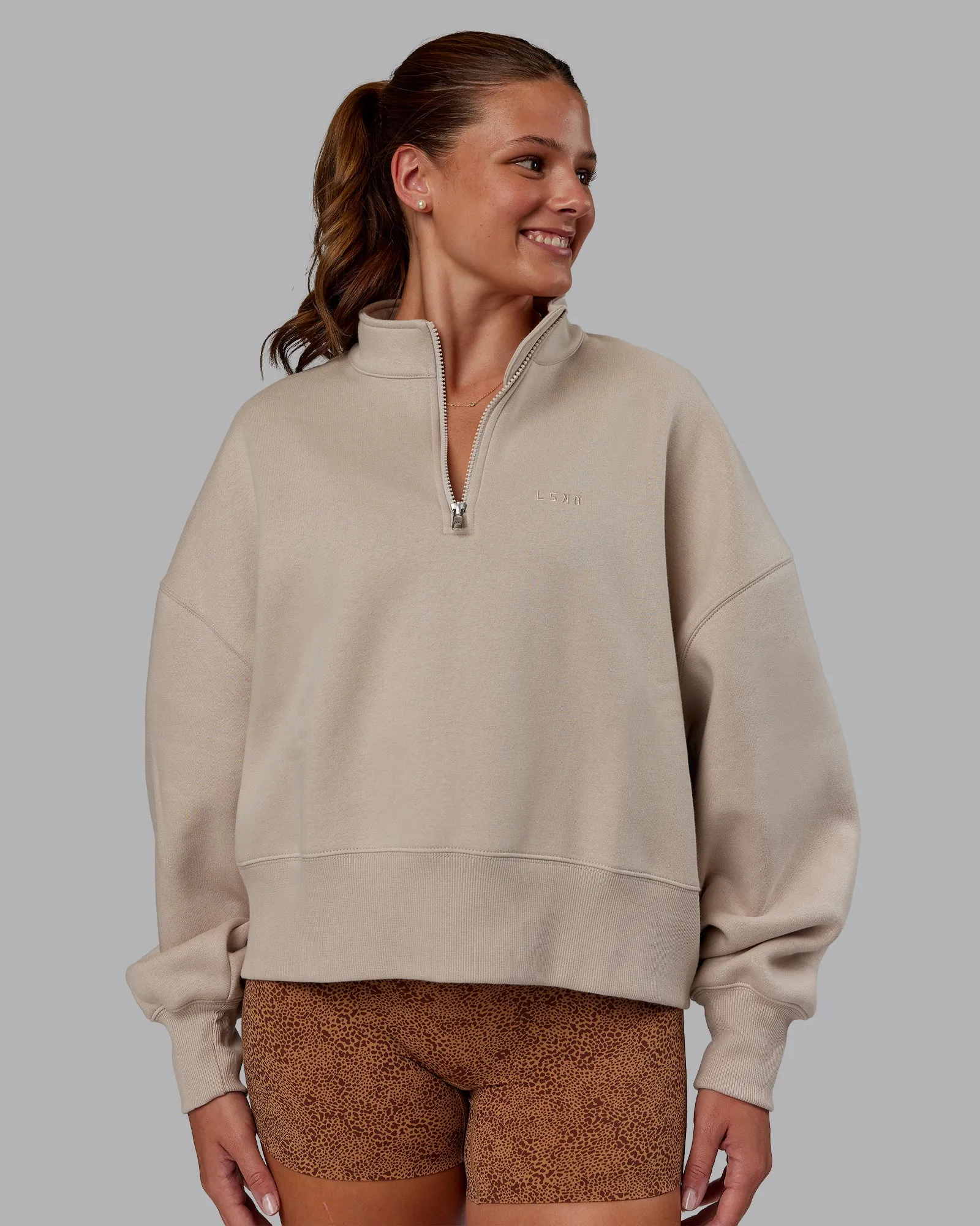 MVP 1/2 Zip Oversized Sweater - Shale Beige sold by LSKD