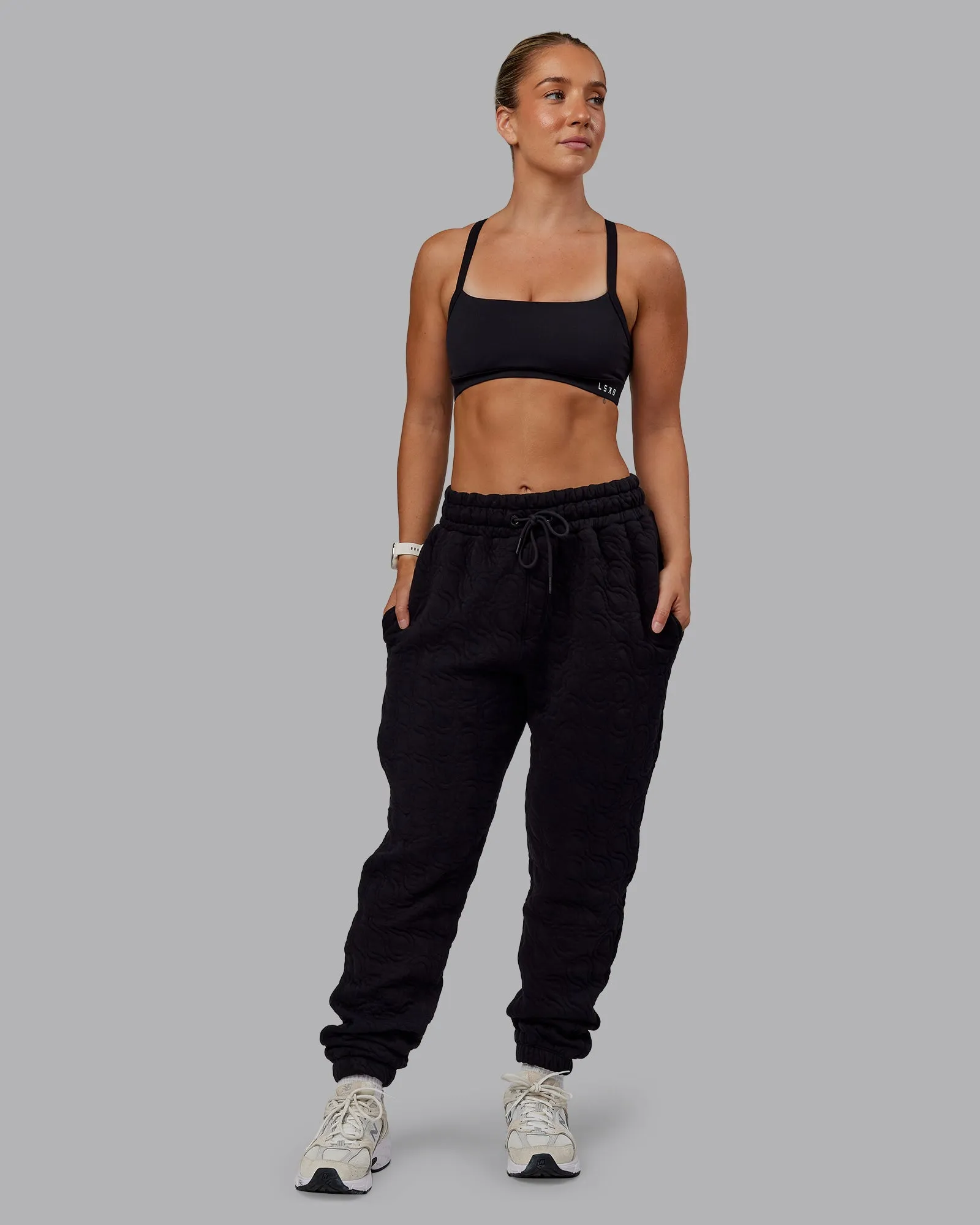 MVP Quilted Track Pant - Black-Geometric sold by LSKD product image thumbnail 5
