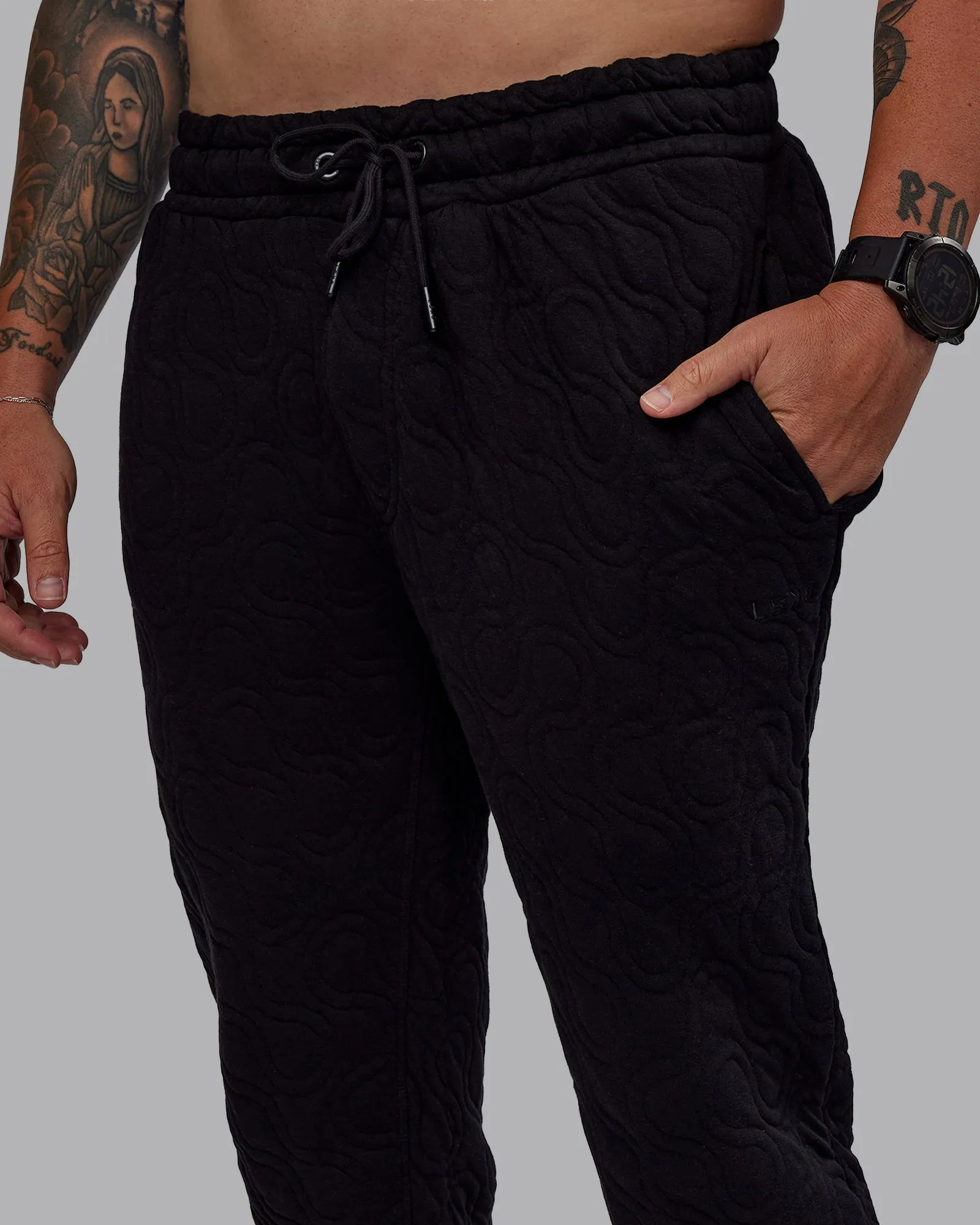 MVP Quilted Track Pant - Black-Geometric sold by LSKD product image thumbnail 3