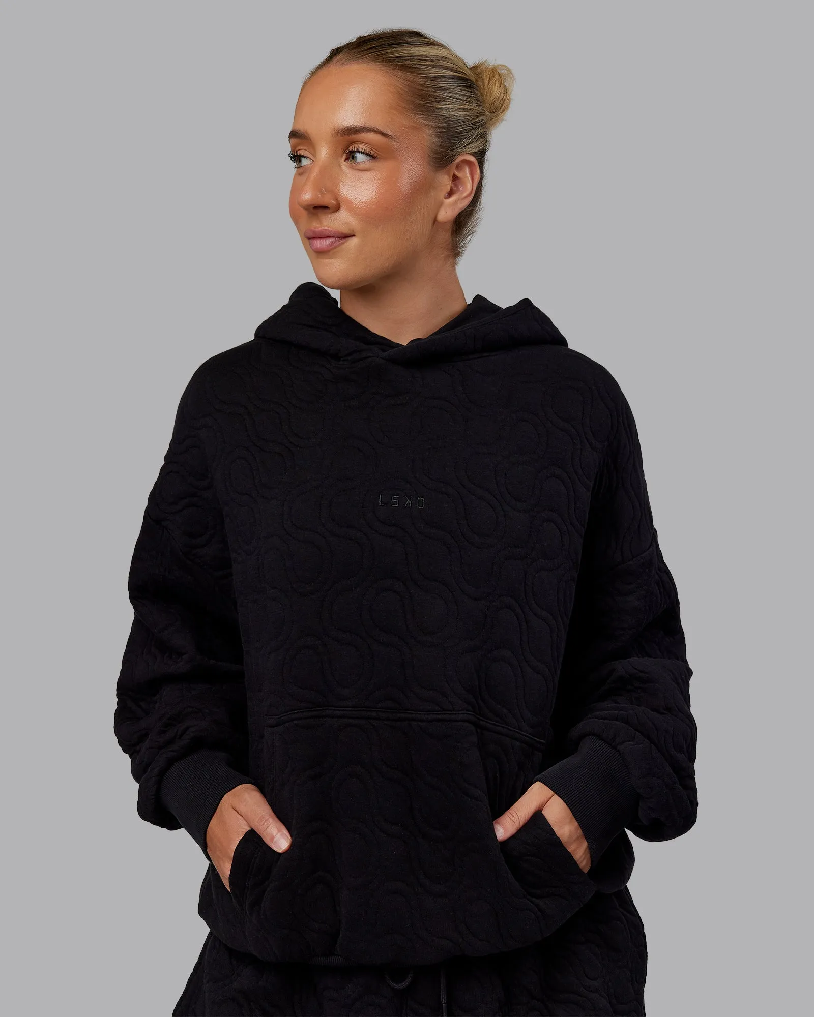 MVP Quilted Oversized Hoodie - Black-Geometric sold by LSKD product image thumbnail 3
