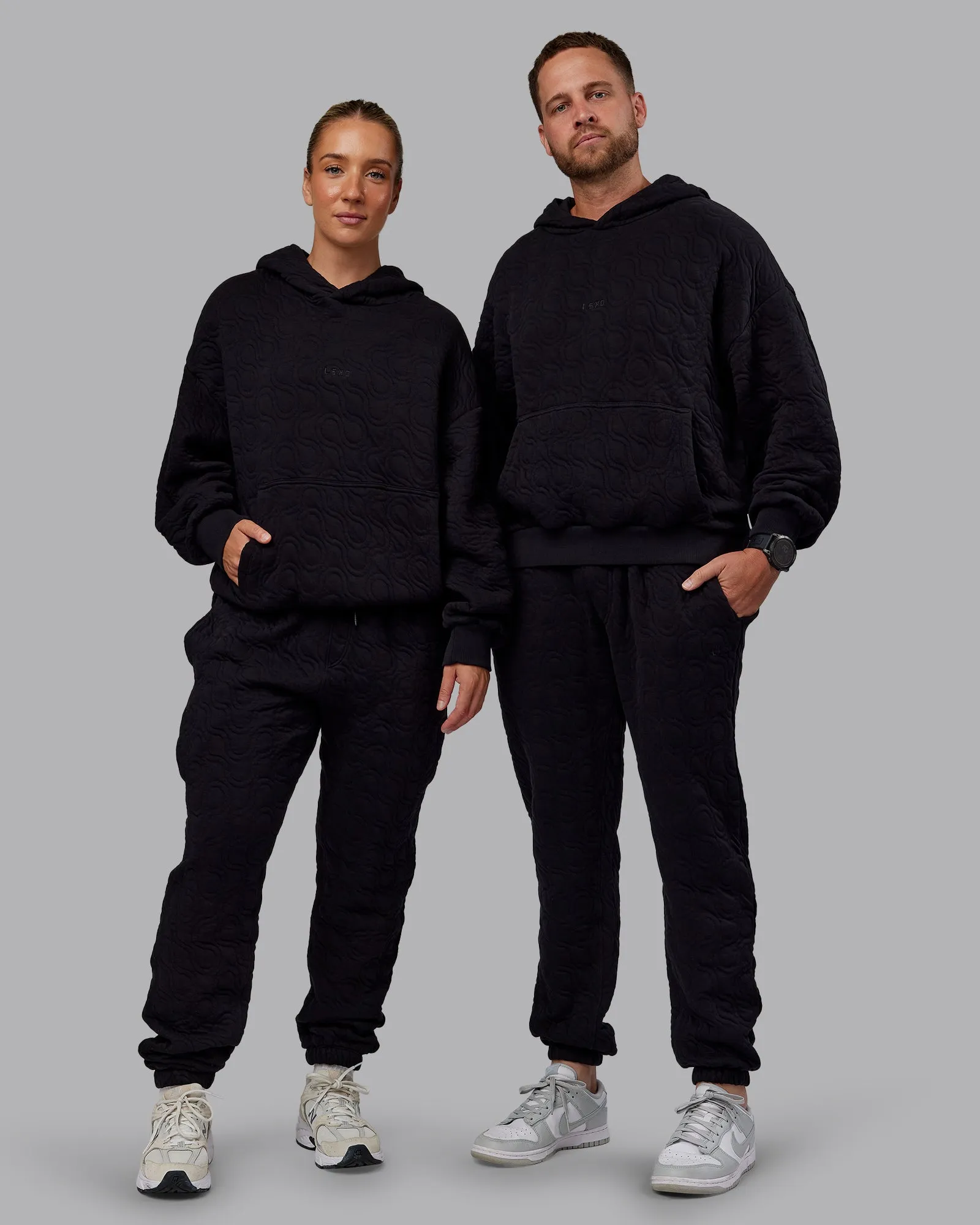 MVP Quilted Oversized Hoodie - Black-Geometric sold by LSKD product image thumbnail 5