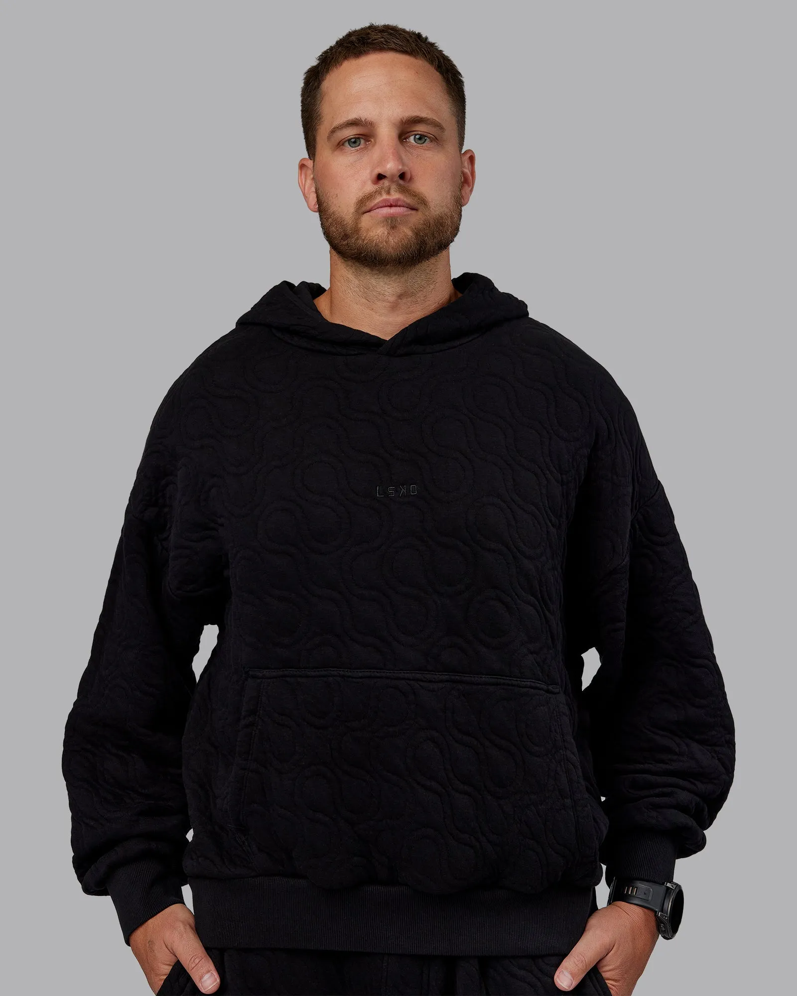 MVP Quilted Oversized Hoodie - Black-Geometric sold by LSKD product image thumbnail 2