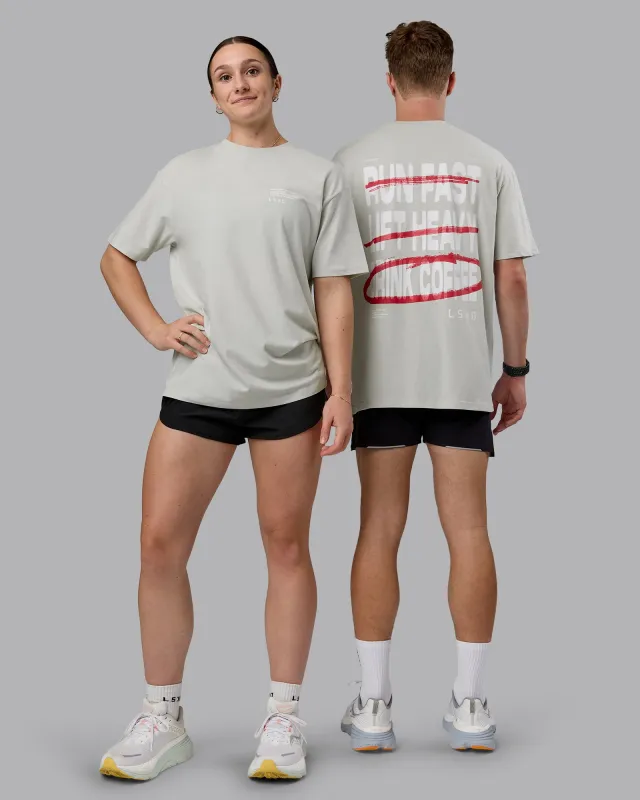 Coffee Run FLXCotton Oversized Tee - Digital Mist-Scarlet sold by LSKD