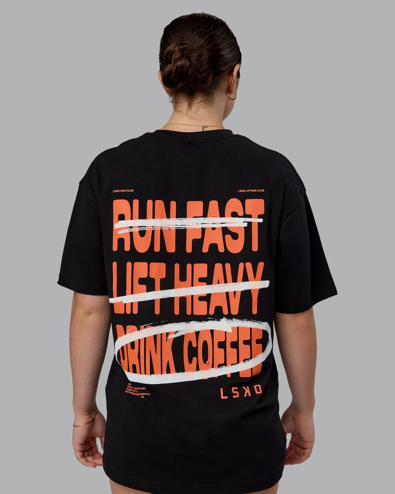 Coffee Run FLXCotton Oversized Tee - Black-Ultra Orange sold by LSKD product image thumbnail 3
