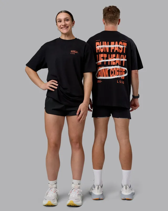 Coffee Run FLXCotton Oversized Tee - Black-Ultra Orange sold by LSKD