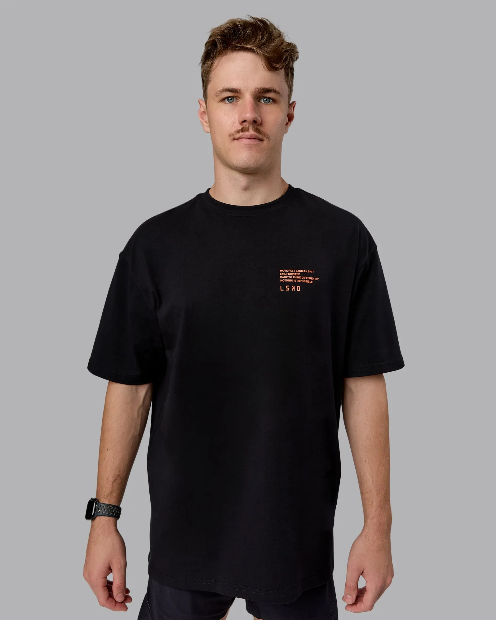 Coffee Run FLXCotton Oversized Tee - Black-Ultra Orange sold by LSKD product image thumbnail 5