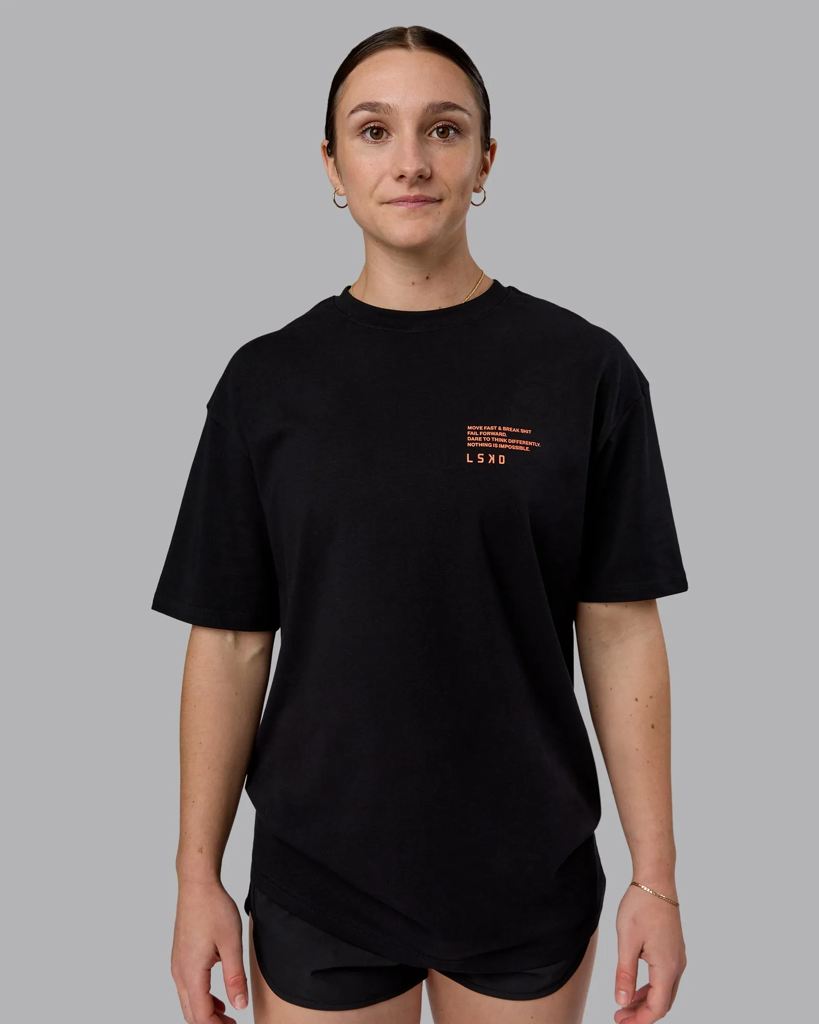 Coffee Run FLXCotton Oversized Tee - Black-Ultra Orange sold by LSKD product image thumbnail 2