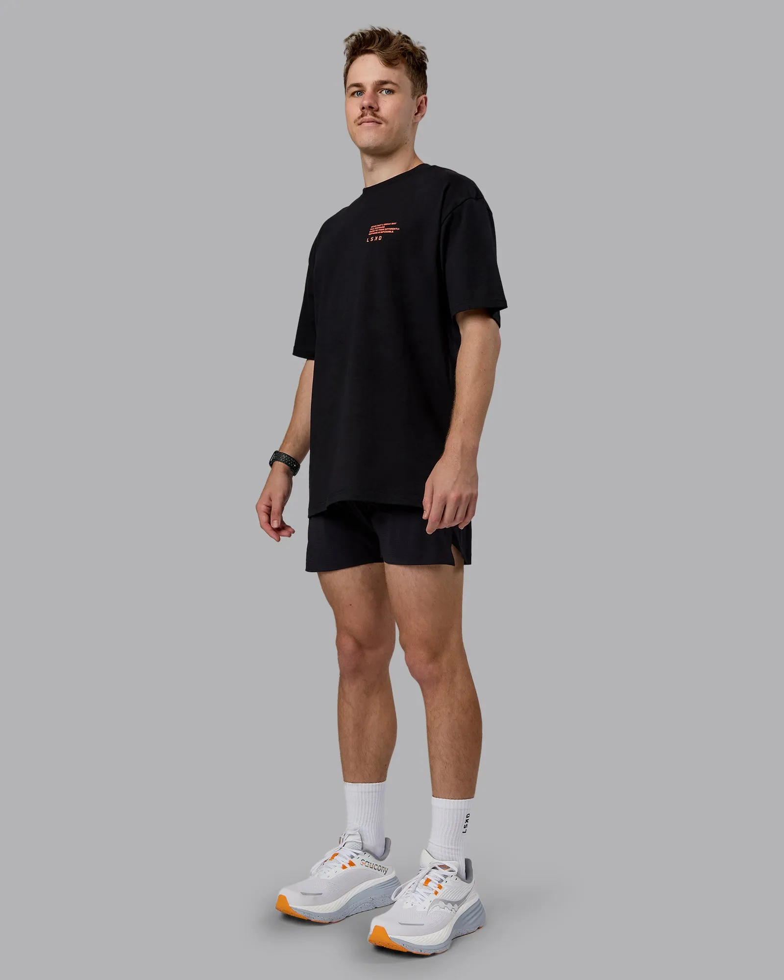Coffee Run FLXCotton Oversized Tee - Black-Ultra Orange sold by LSKD product image thumbnail 4
