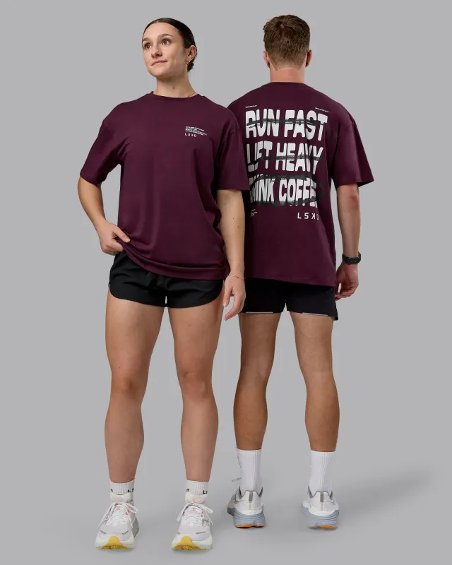 Coffee Run FLXCotton Oversized Tee - Cherry Lacquer-Black sold by LSKD