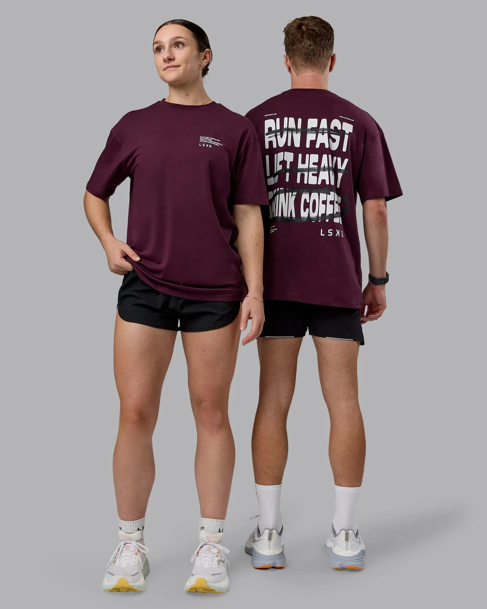 Coffee Run FLXCotton Oversized Tee - Cherry Lacquer-Black sold by LSKD