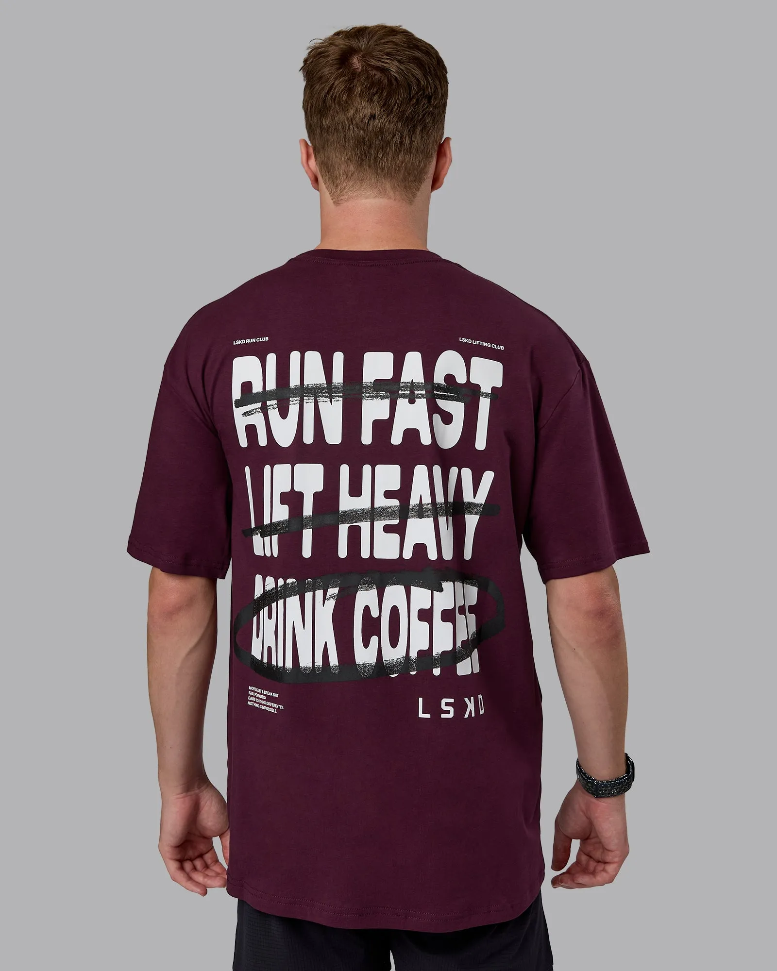 Coffee Run FLXCotton Oversized Tee - Cherry Lacquer-Black sold by LSKD product image thumbnail 4