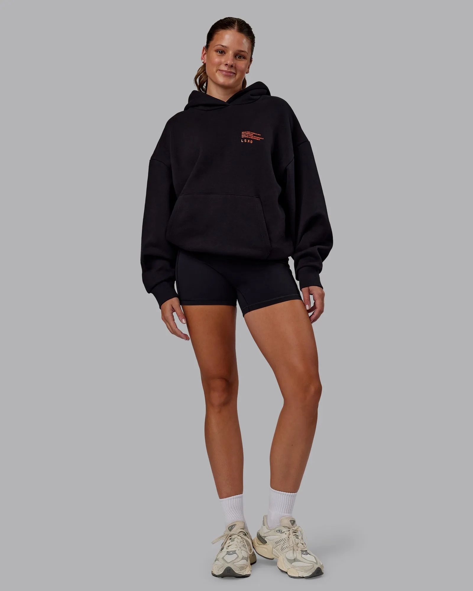 Coffee Run Unisex Oversize Hoodie - Black-Ultra Orange sold by LSKD product image thumbnail 4