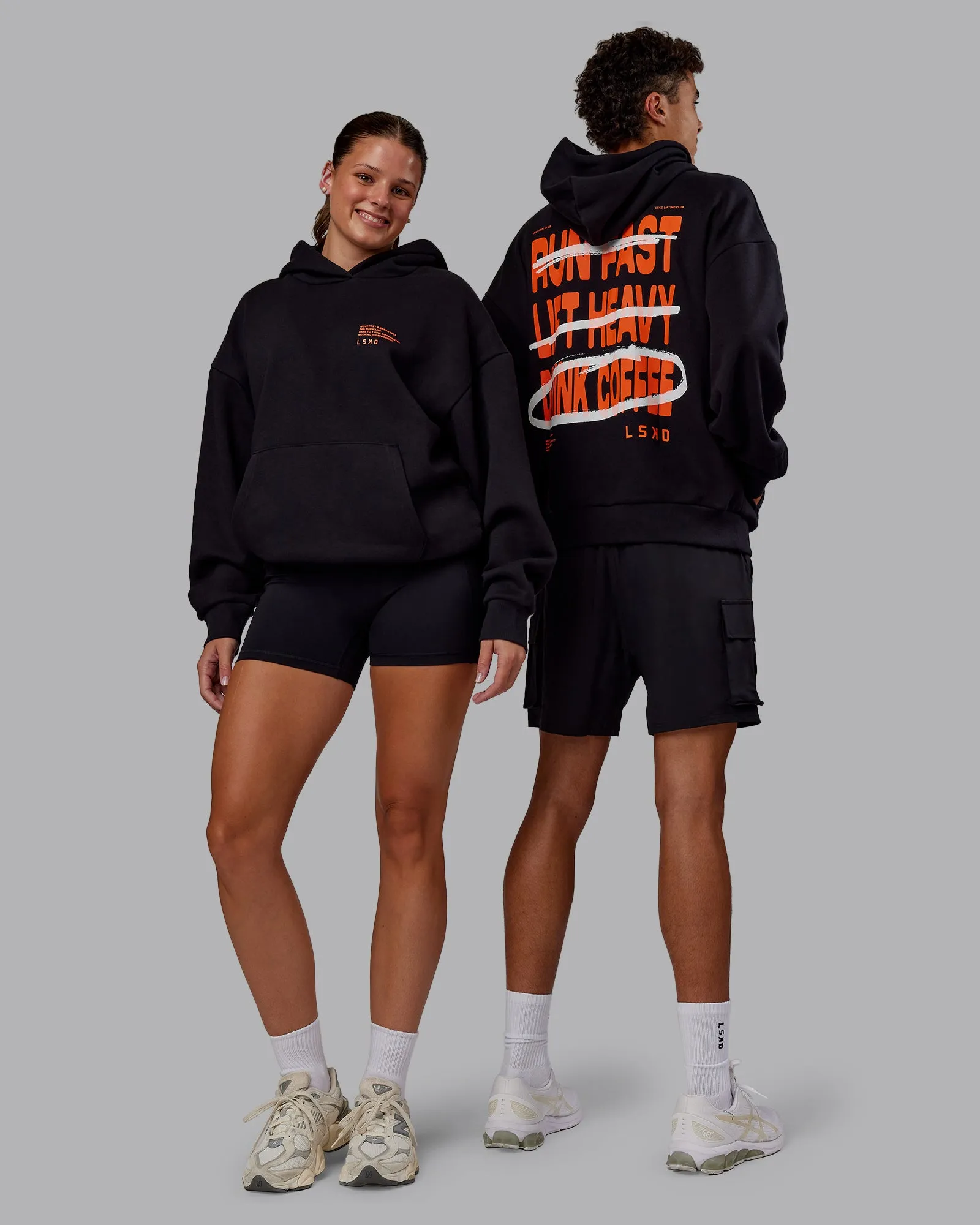 Coffee Run Unisex Oversize Hoodie - Black-Ultra Orange sold by LSKD