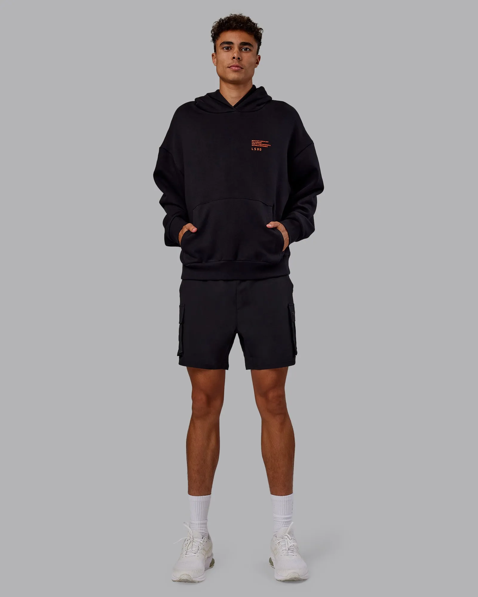 Coffee Run Unisex Oversize Hoodie - Black-Ultra Orange sold by LSKD product image thumbnail 3