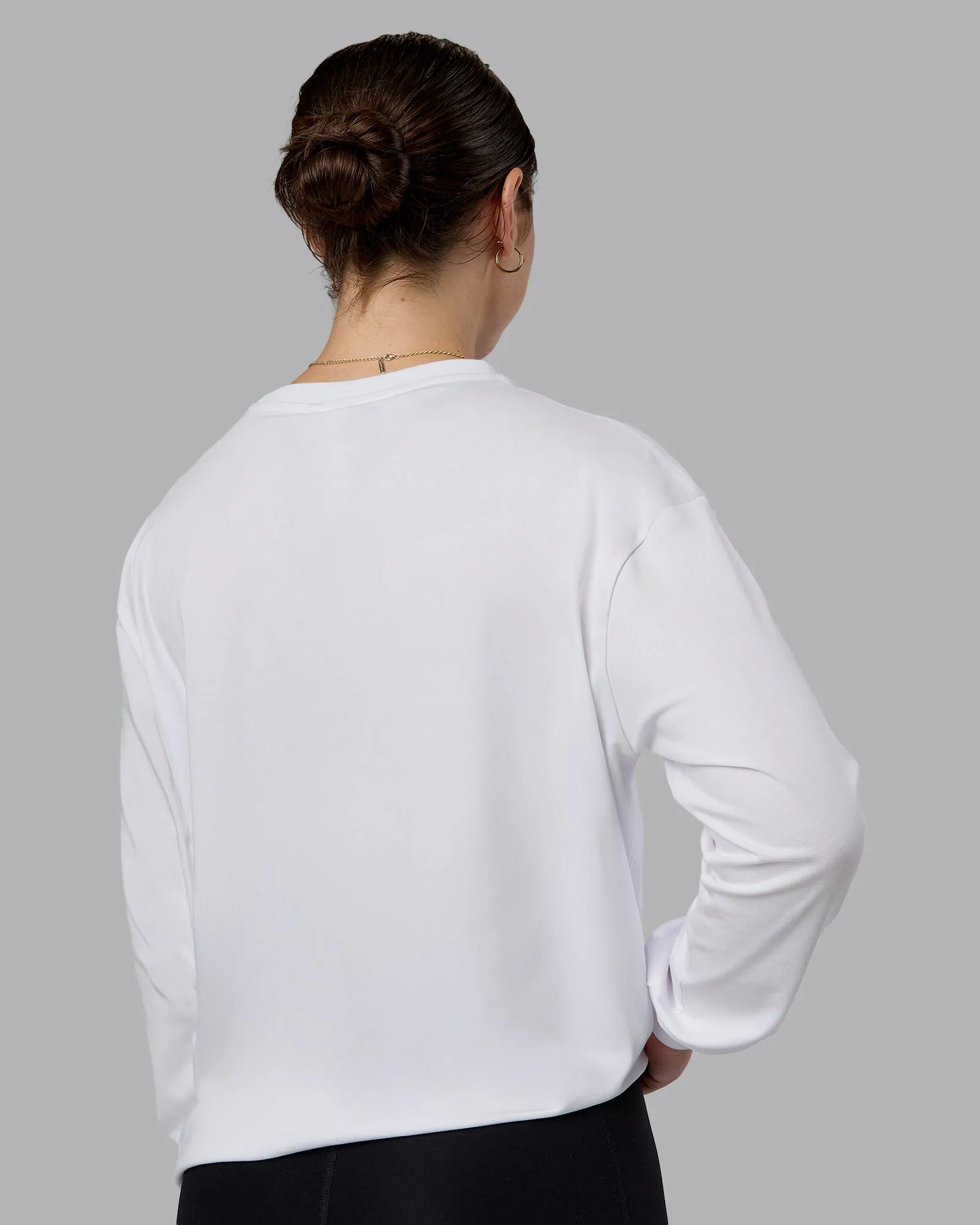 Go-To Long Sleeve FLXCotton Oversized Tee - White-Black sold by LSKD product image thumbnail 3