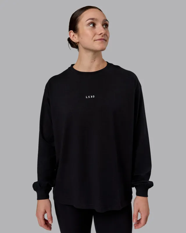 Go-To Long Sleeve FLXCotton Oversized Tee - Black-White made by LSKD