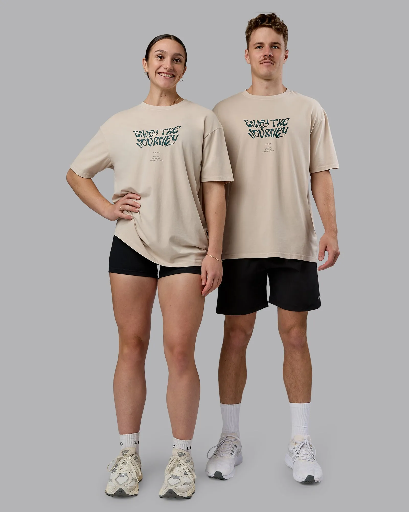 Journey FLXCotton Oversized Tee - Washed Shale Beige-Dark Moss sold by LSKD