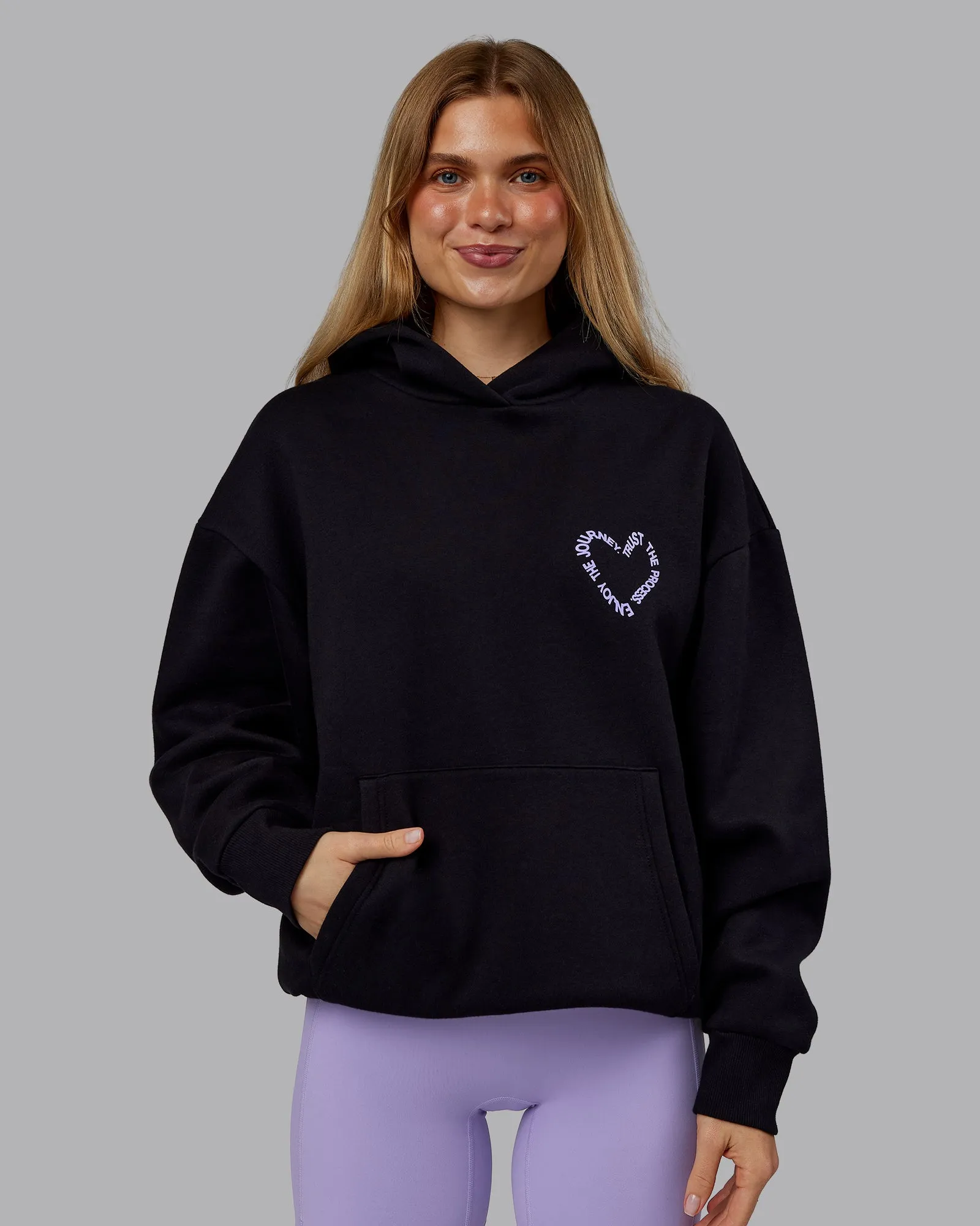 Unisex Love The Process Oversize Hoodie - Black-Violet Ray sold by LSKD product image thumbnail 3