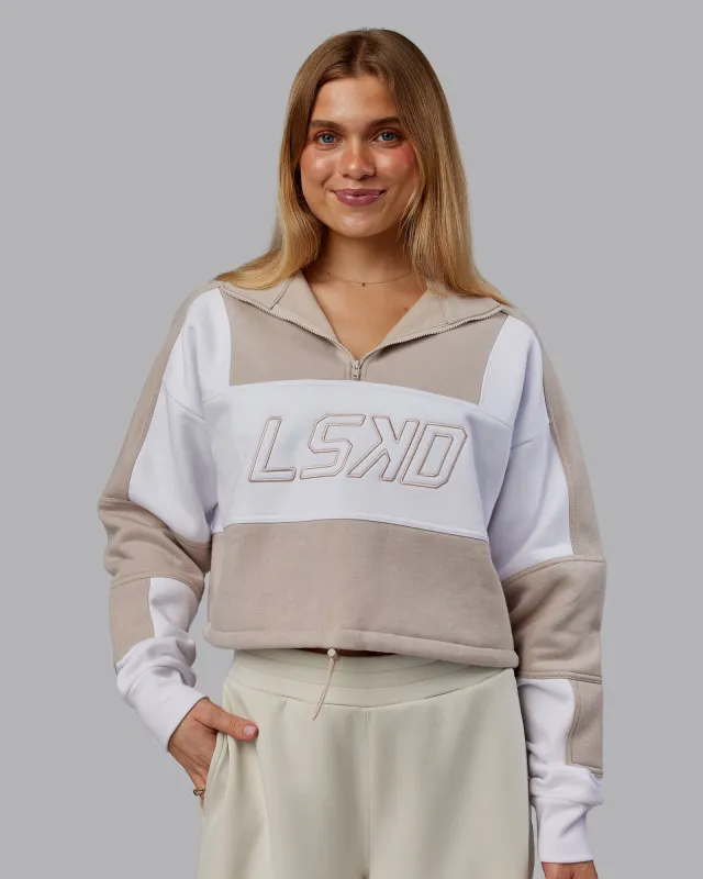Slam Quarter Zip Sweater - Shale Beige-White sold by LSKD