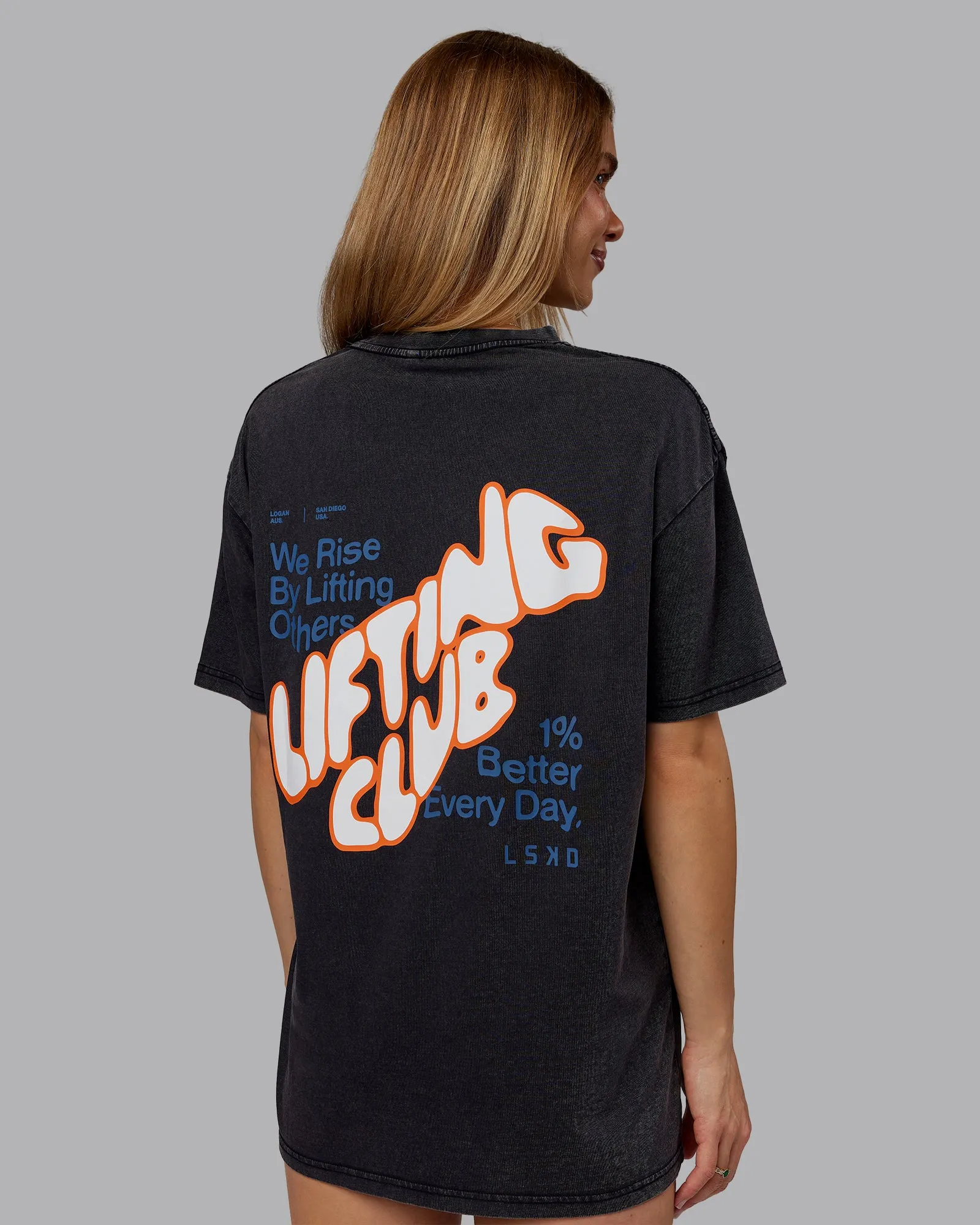 Rise & Lift Washed FLXCotton Oversized Tee - Washed Black-Indigo sold by LSKD product image thumbnail 2