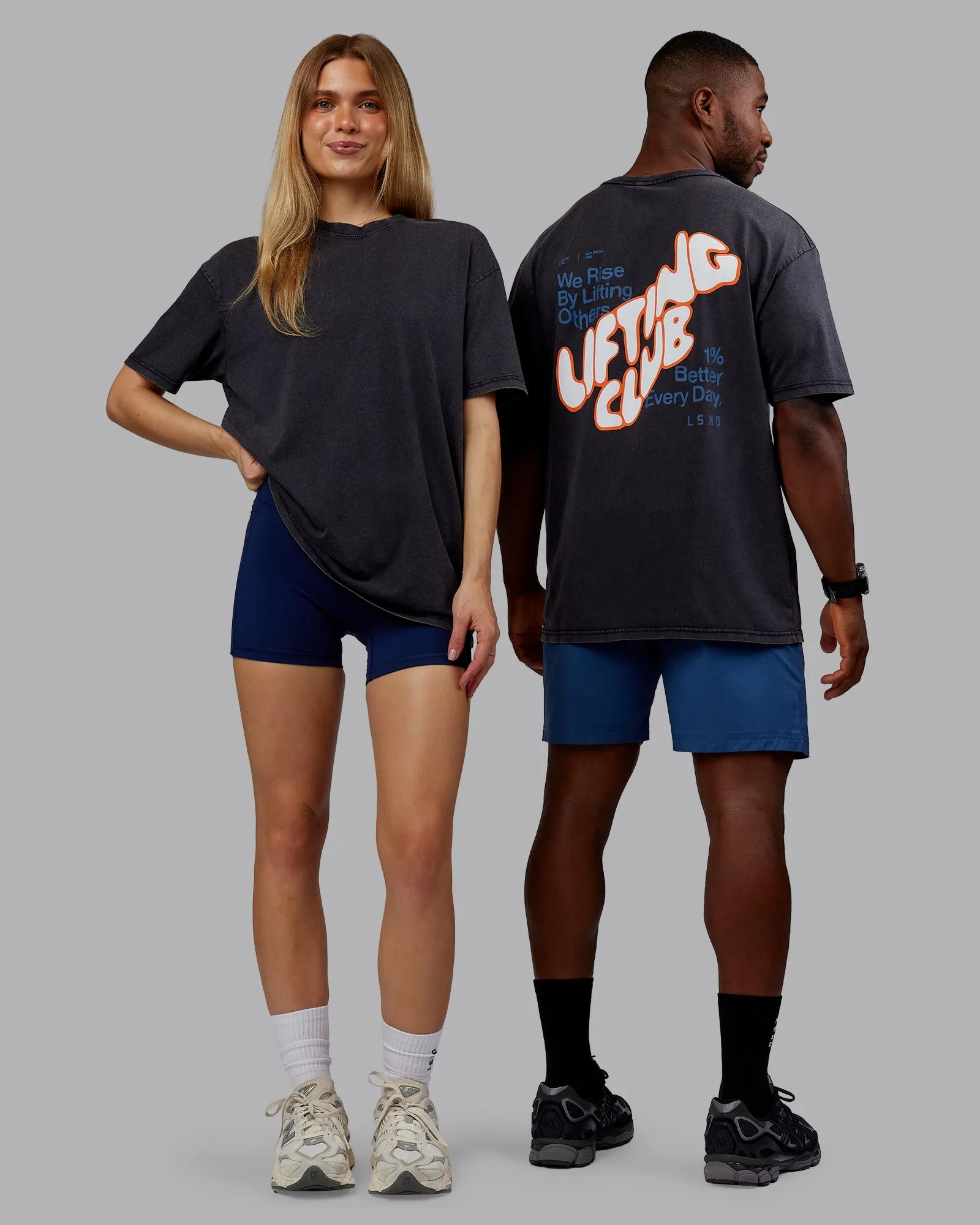 Rise & Lift Washed FLXCotton Oversized Tee - Washed Black-Indigo sold by LSKD