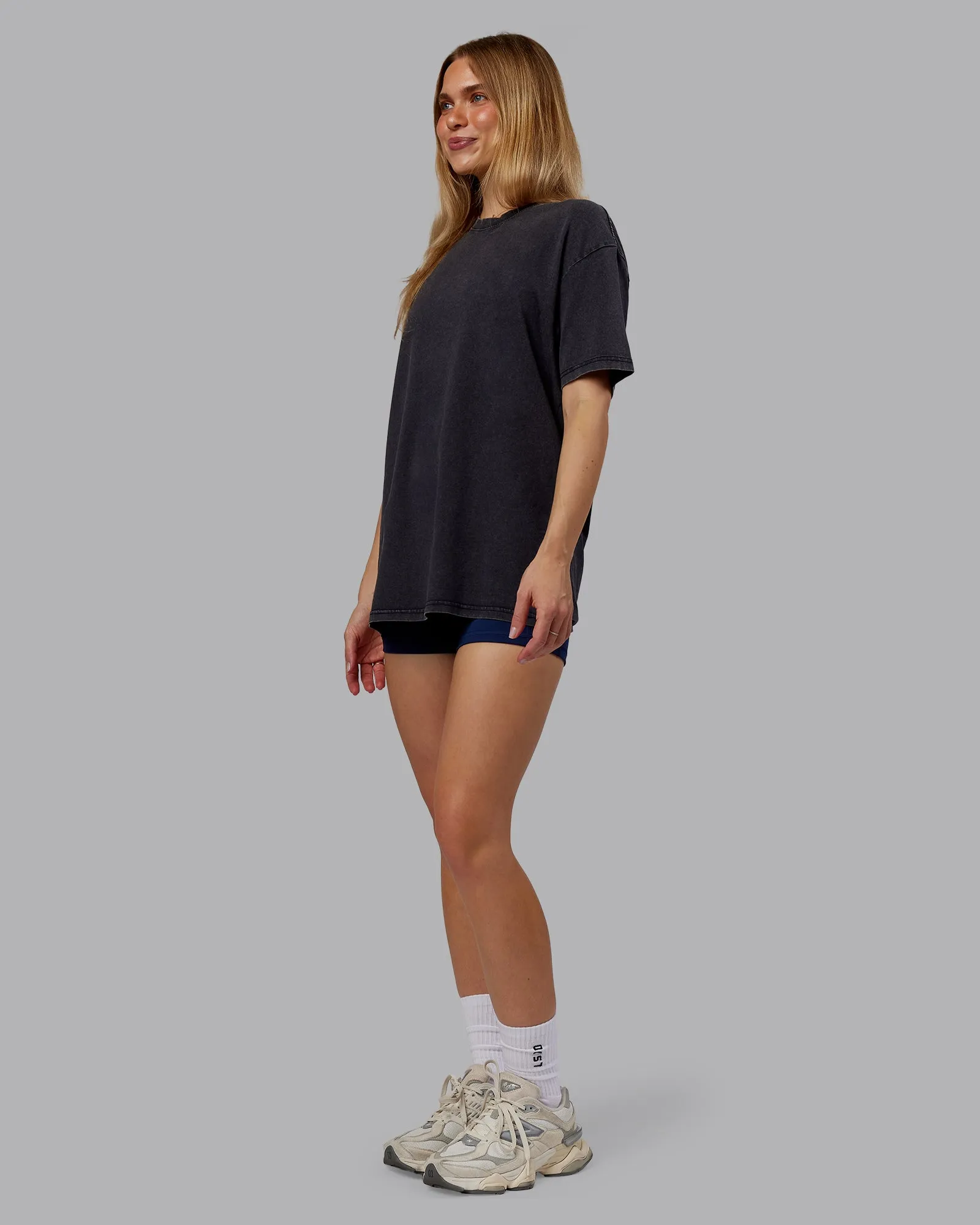 Rise & Lift Washed FLXCotton Oversized Tee - Washed Black-Indigo sold by LSKD product image thumbnail 5