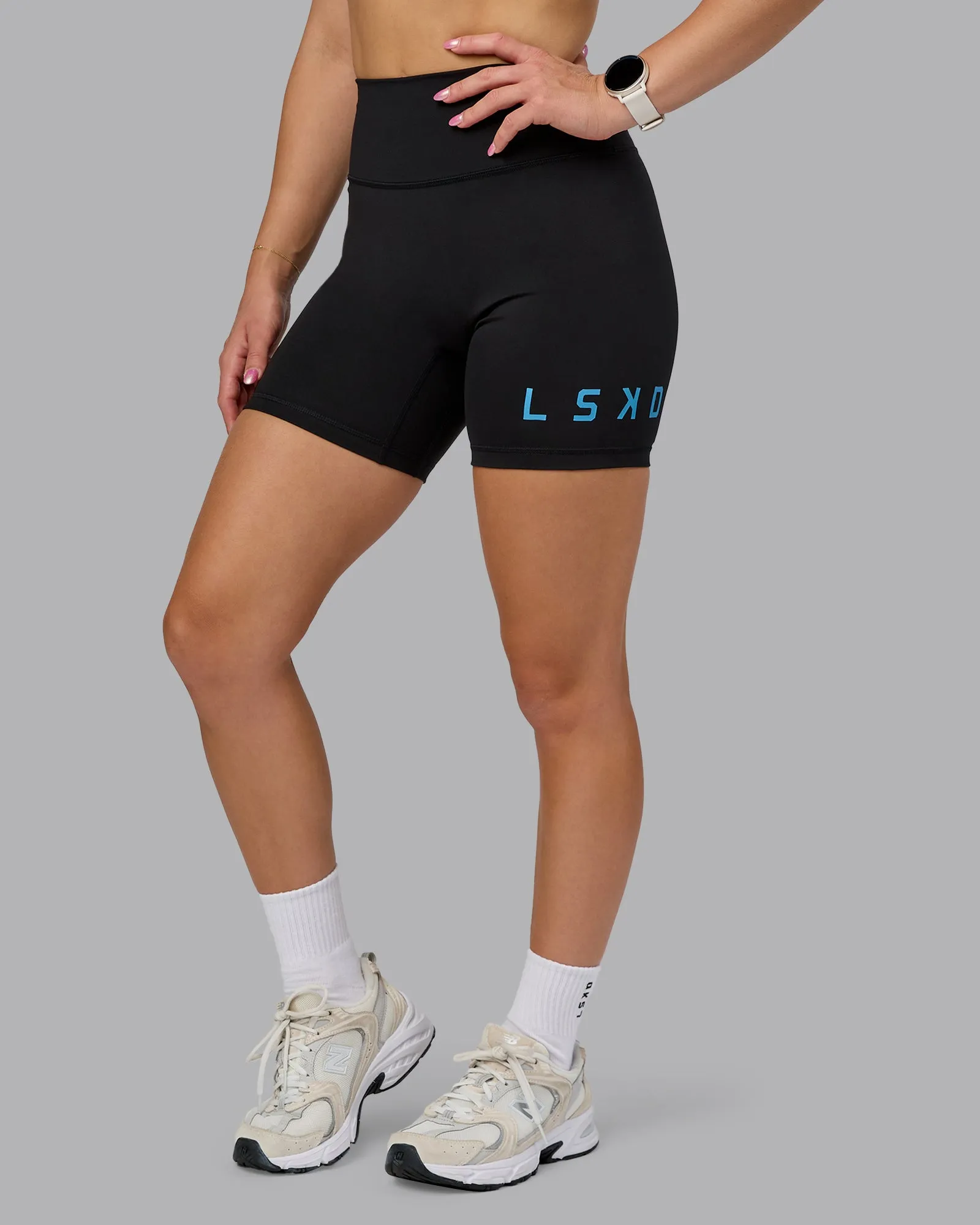 Fusion Ultra High-Rise 6" Short Logo - Black-Azure Blue sold by LSKD